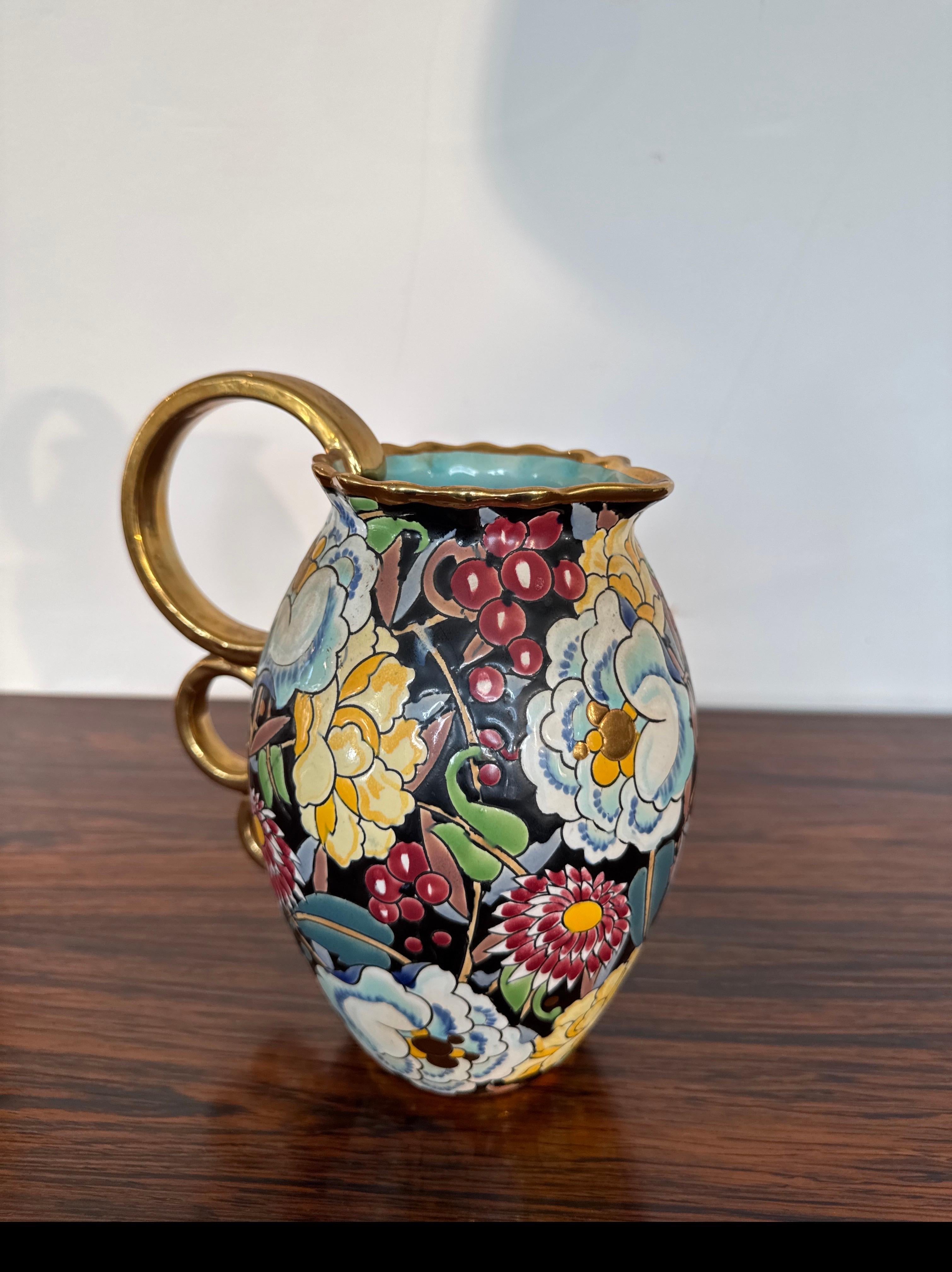 Art Decor, Vase Boch La Louvière Céramique avec décor floral, R&R ART en vente 6