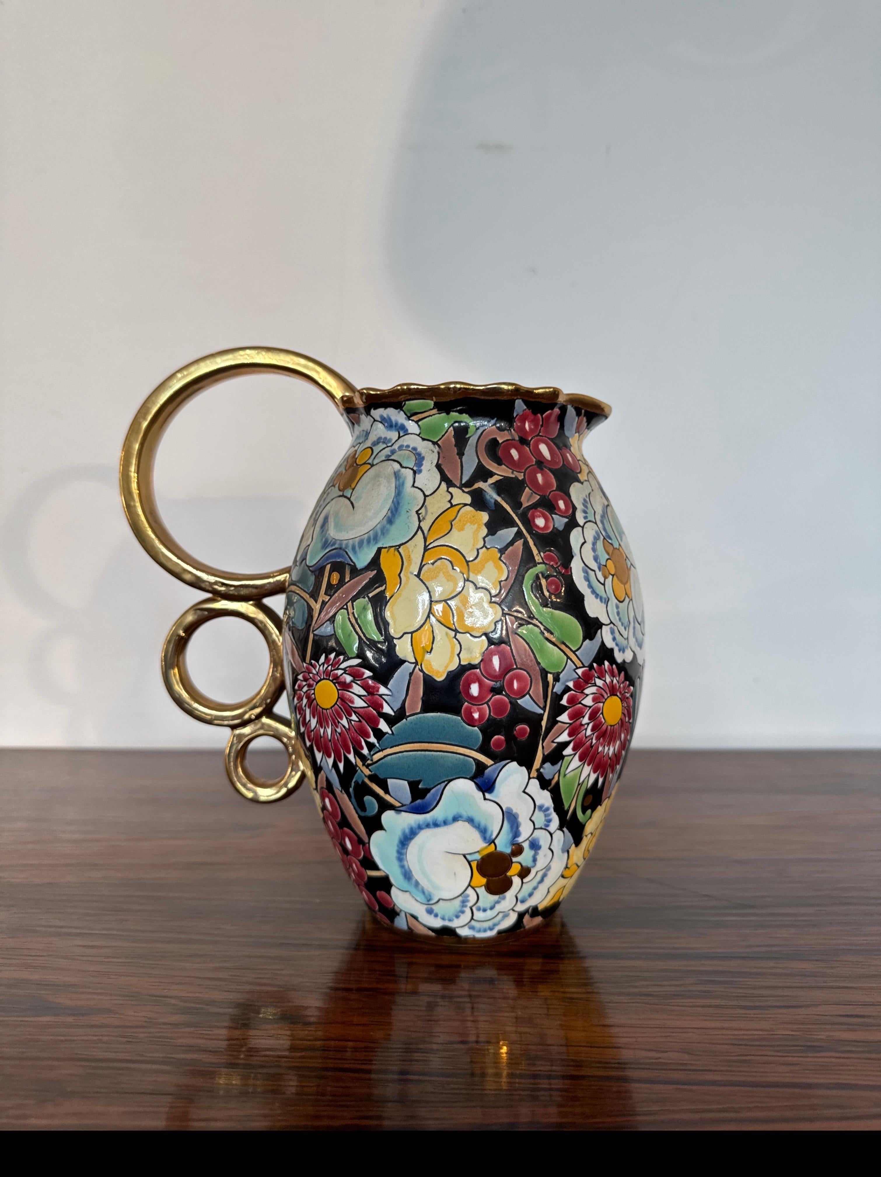 Art Decor, Vase Boch La Louvière Céramique avec décor floral, R&R ART Bon état - En vente à Antwerp, BE