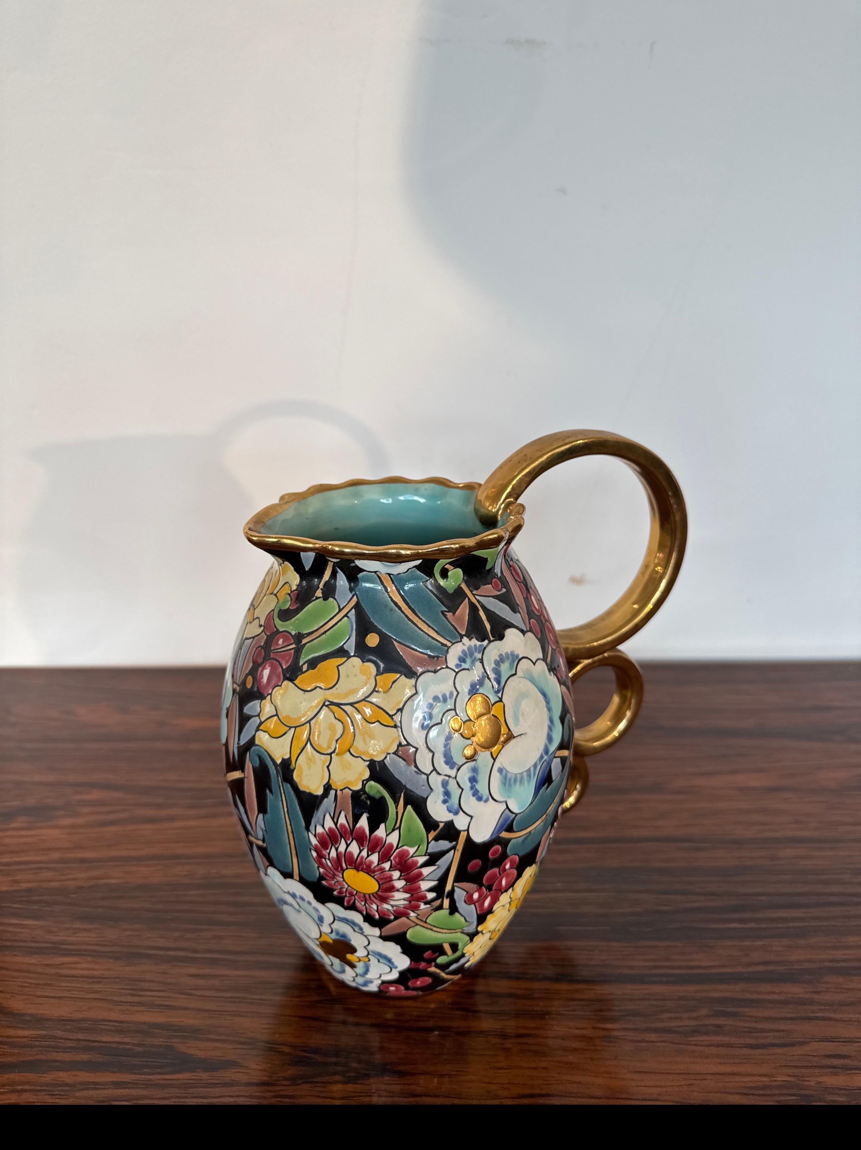Art Decor, Vase Boch La Louvière Céramique avec décor floral, R&R ART en vente 1