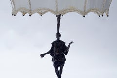 Art Deco Juggler Table Lamp by Roland Paris, Patinated Bronze, 1925