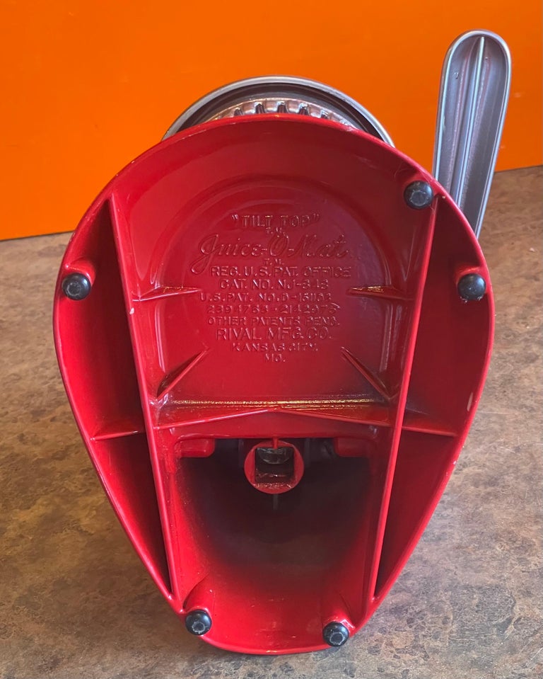Extracteur De Jus Vintage Rival Juice-O-Mat - Chromé Orange - Déco MCM Streamline - USA