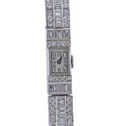 Art Deco Jules Jurgensen Platinum Diamond Watch Bracelet