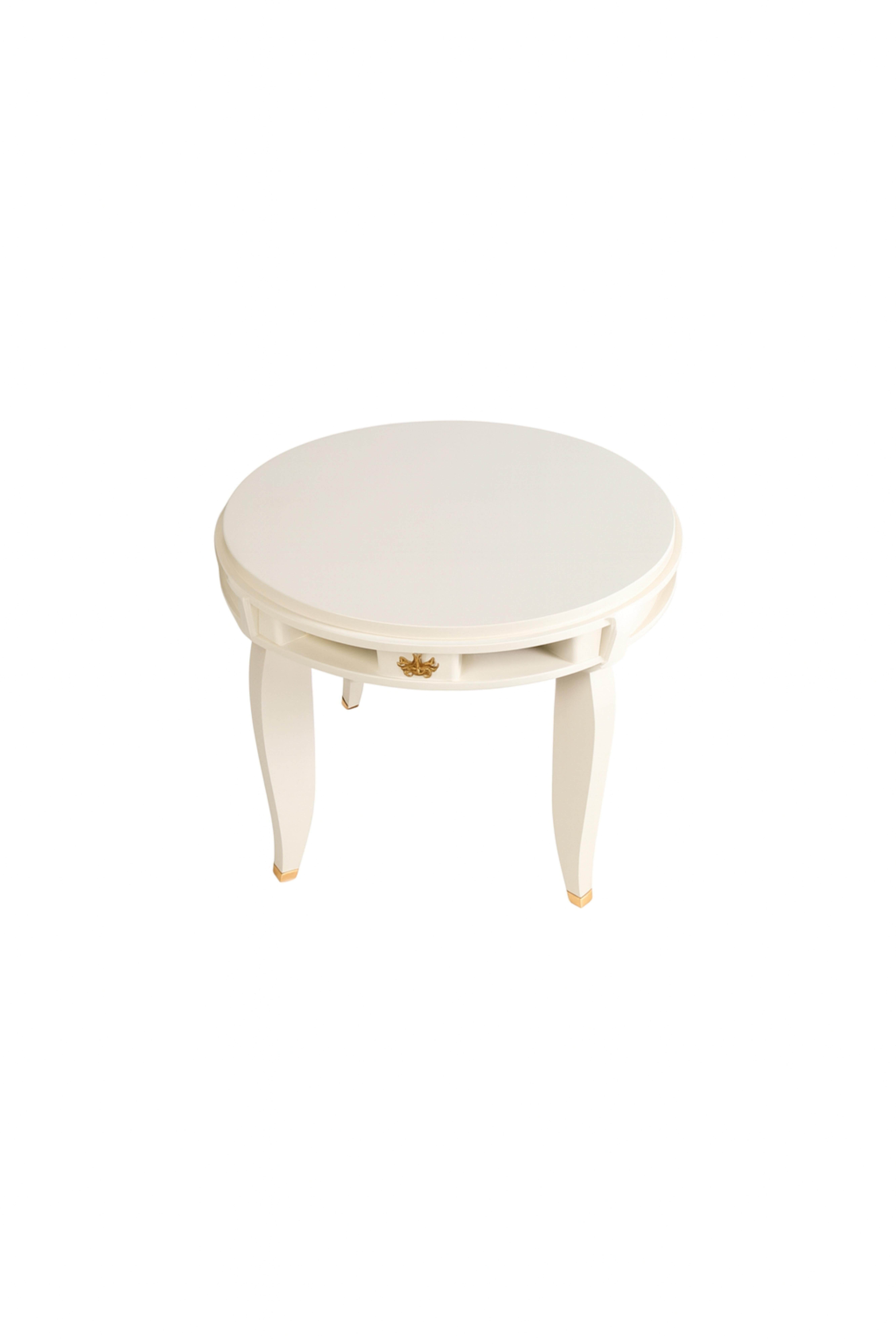 Art Deco Jules Leleu Off White Runder Tisch, 20. Jahrhundert im Angebot 3