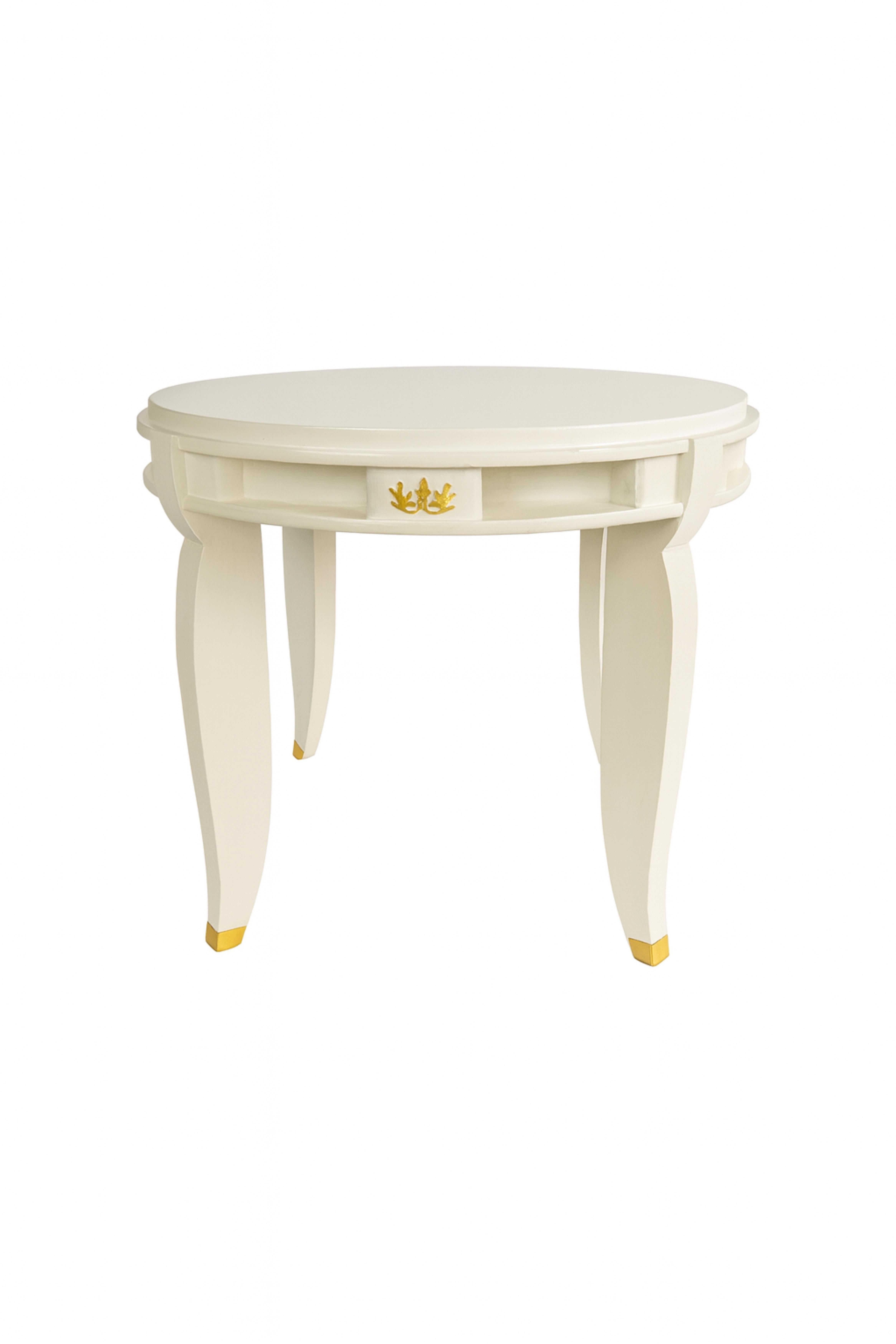 Art Deco Jules Leleu Off White Runder Tisch, 20. Jahrhundert im Angebot 2