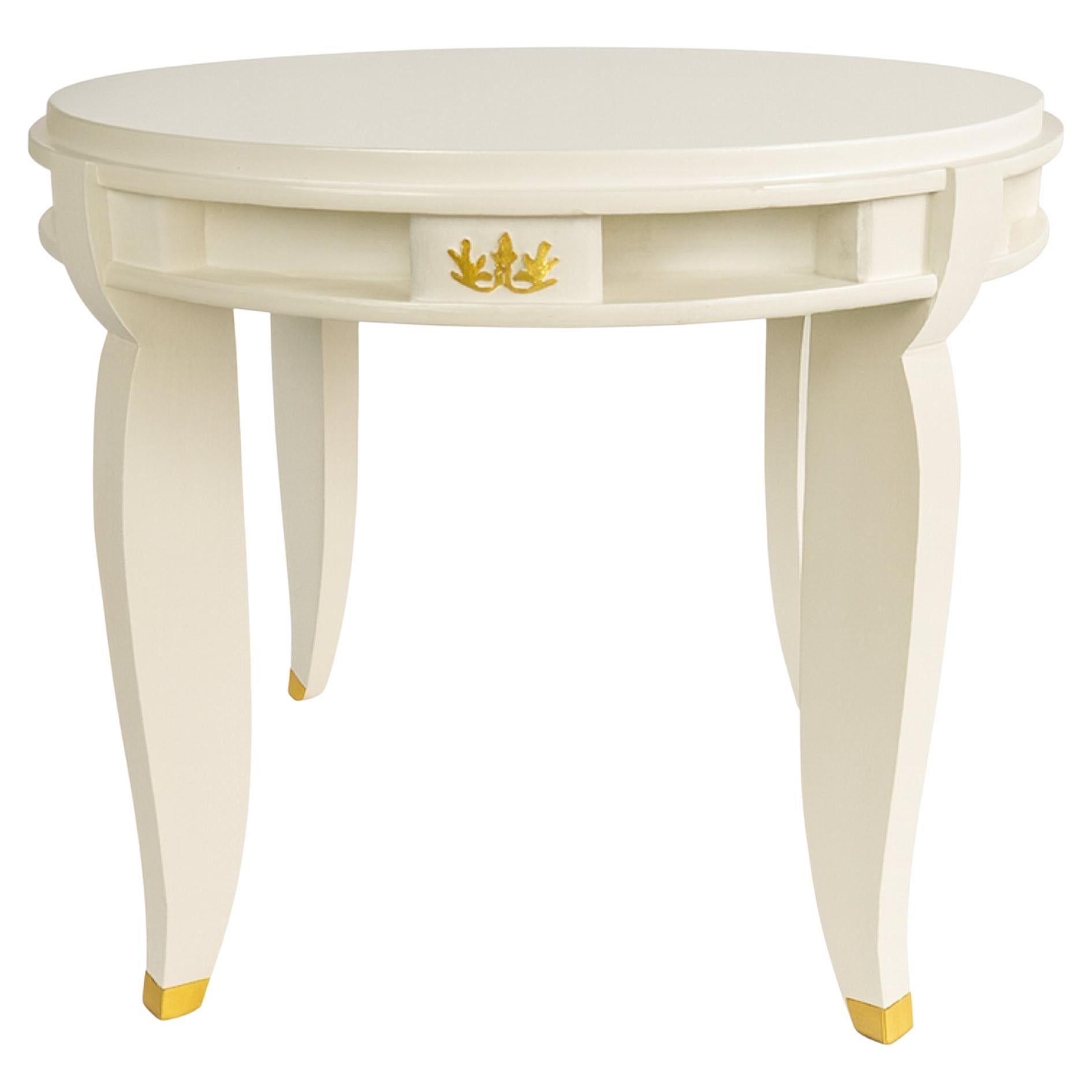 Art Deco Jules Leleu Off White Runder Tisch, 20. Jahrhundert im Angebot