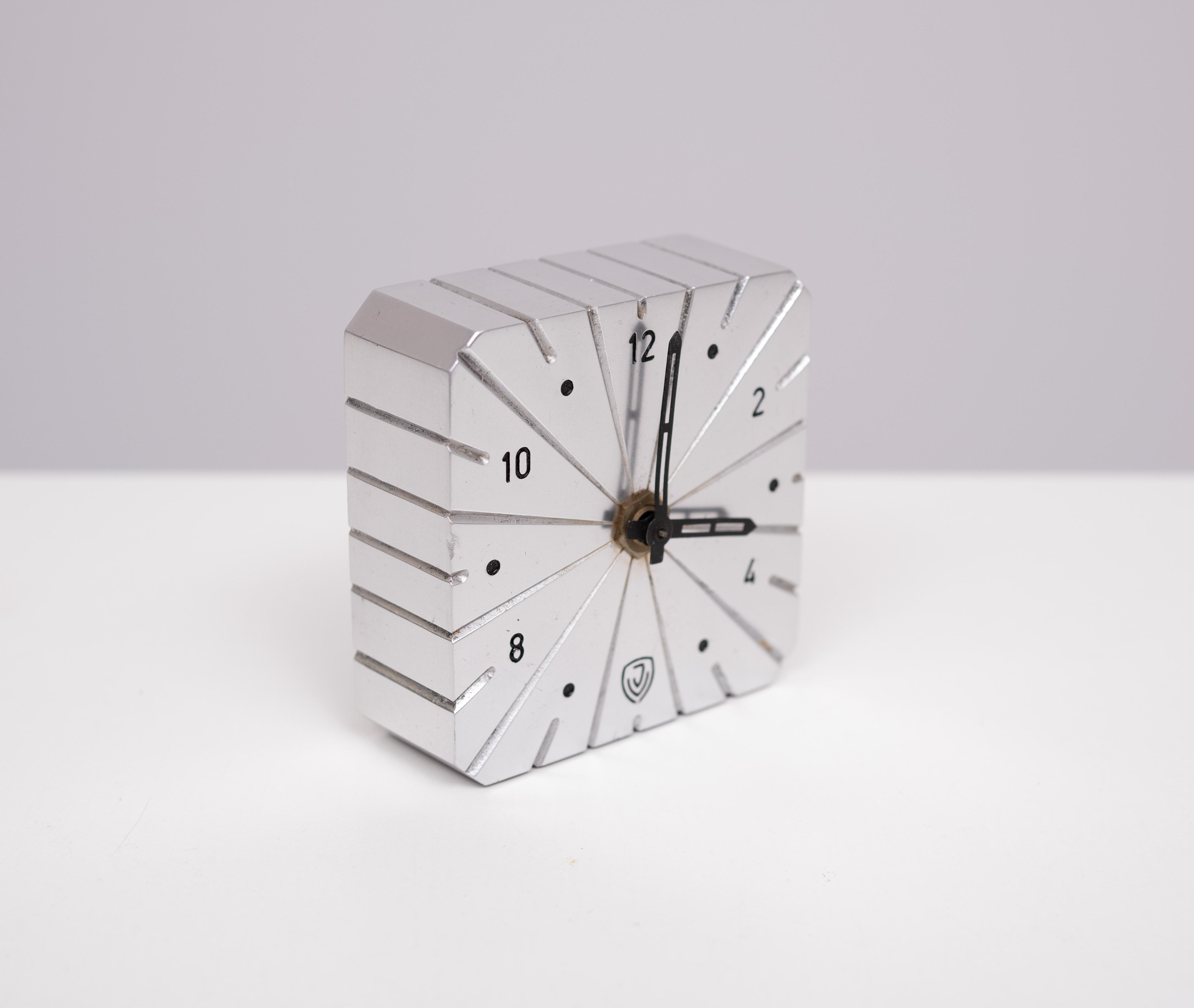 Mid-20th Century Art Deco Junghans  Aluminum Table Clock  Germany For Sale