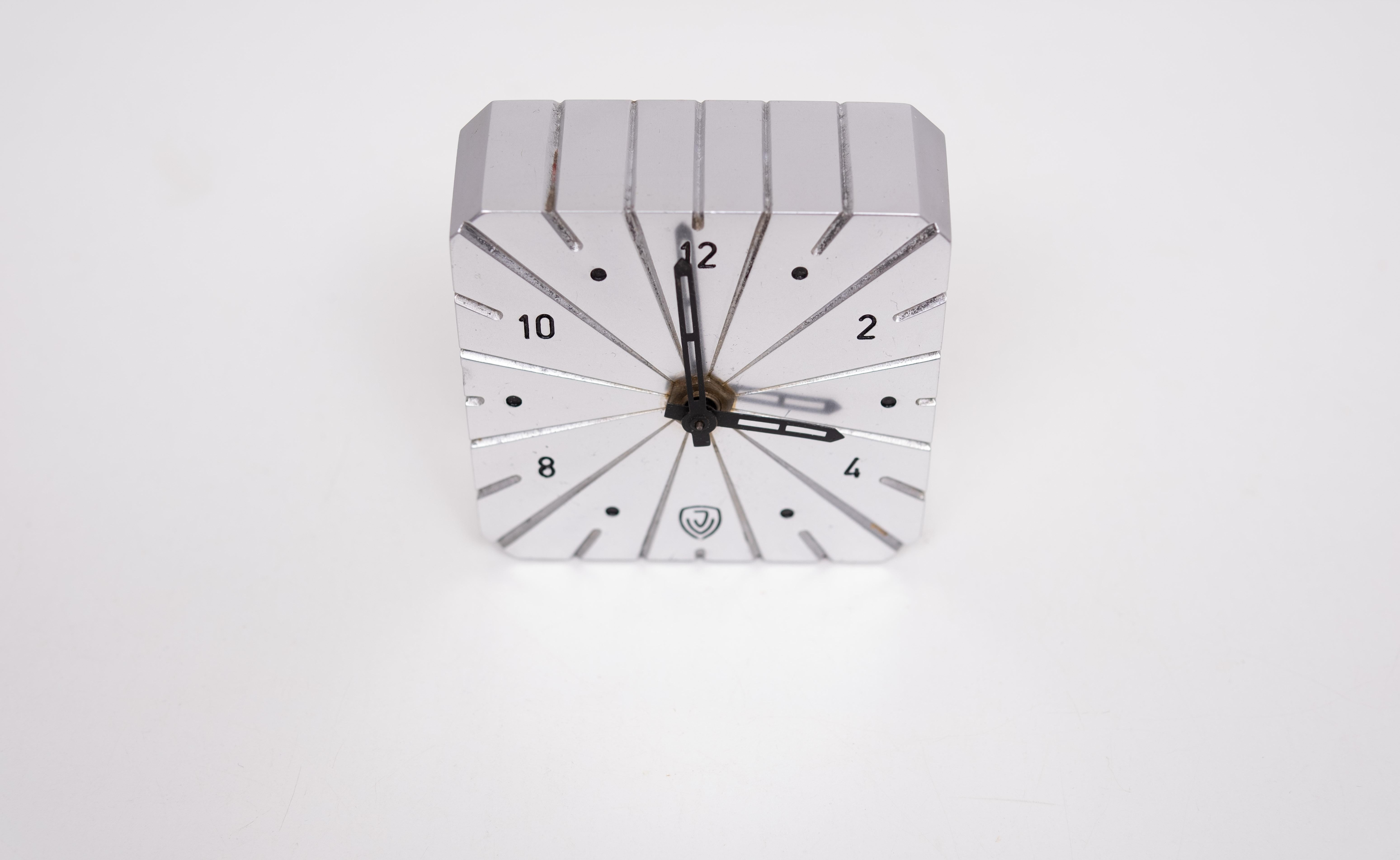 Art Deco Junghans  Aluminum Table Clock  Germany For Sale 1