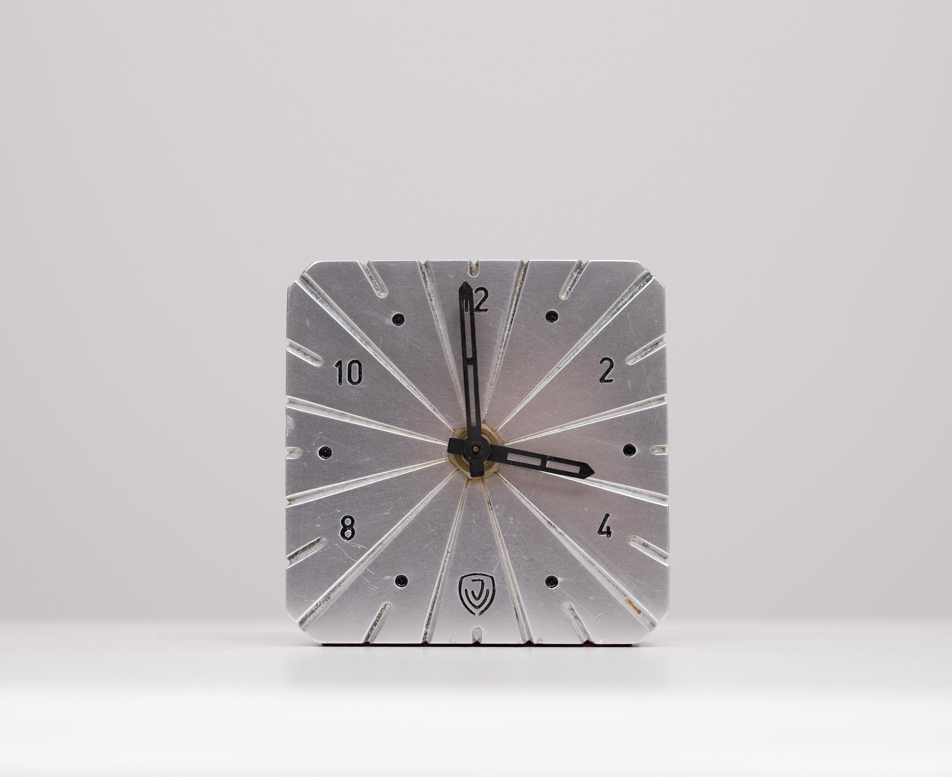 Art Deco Junghans  Aluminum Table Clock  Germany For Sale 2