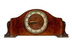 Art deco Junghans walnut and oak mantel clock