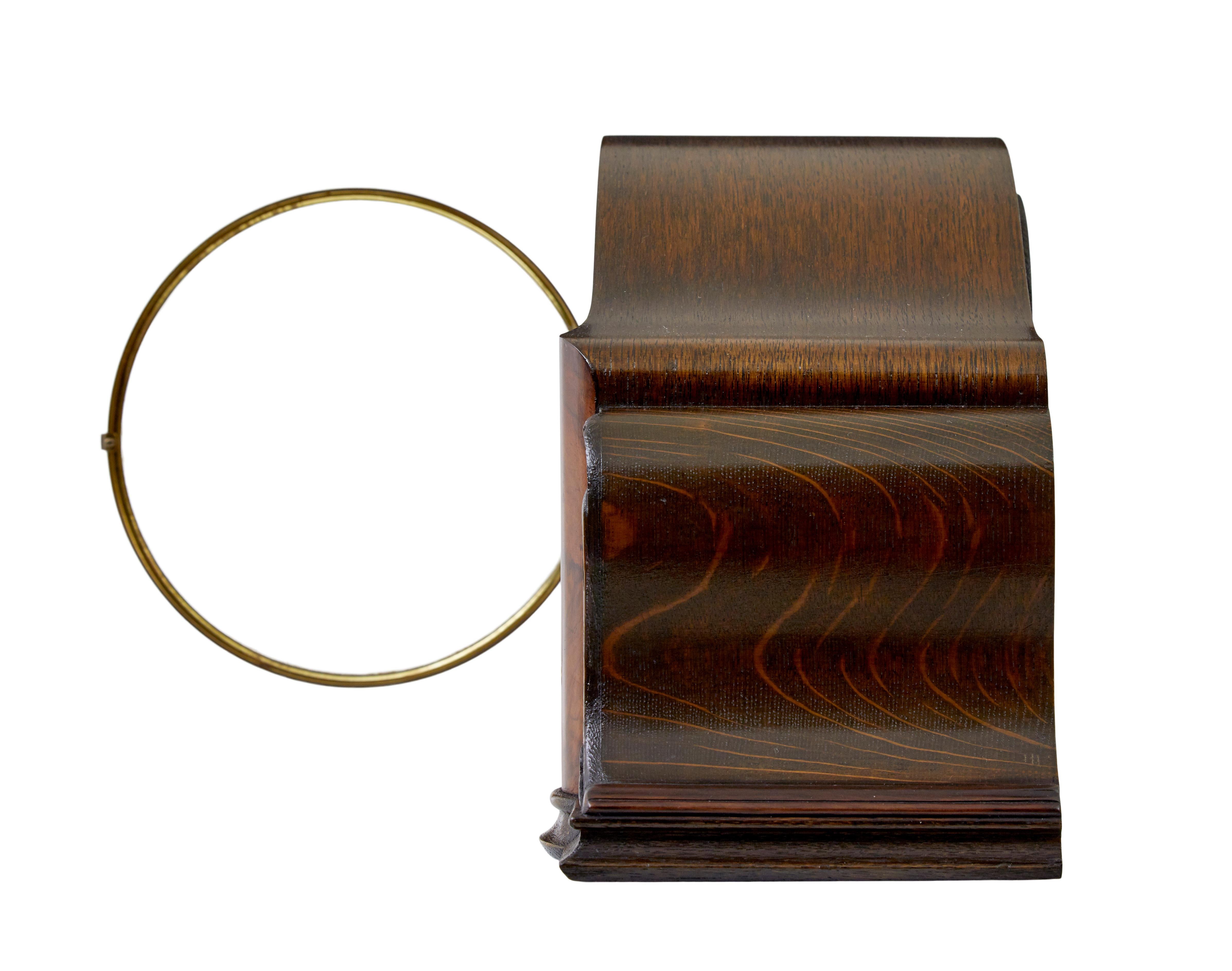 German Art deco Junghans walnut and oak mantel clock