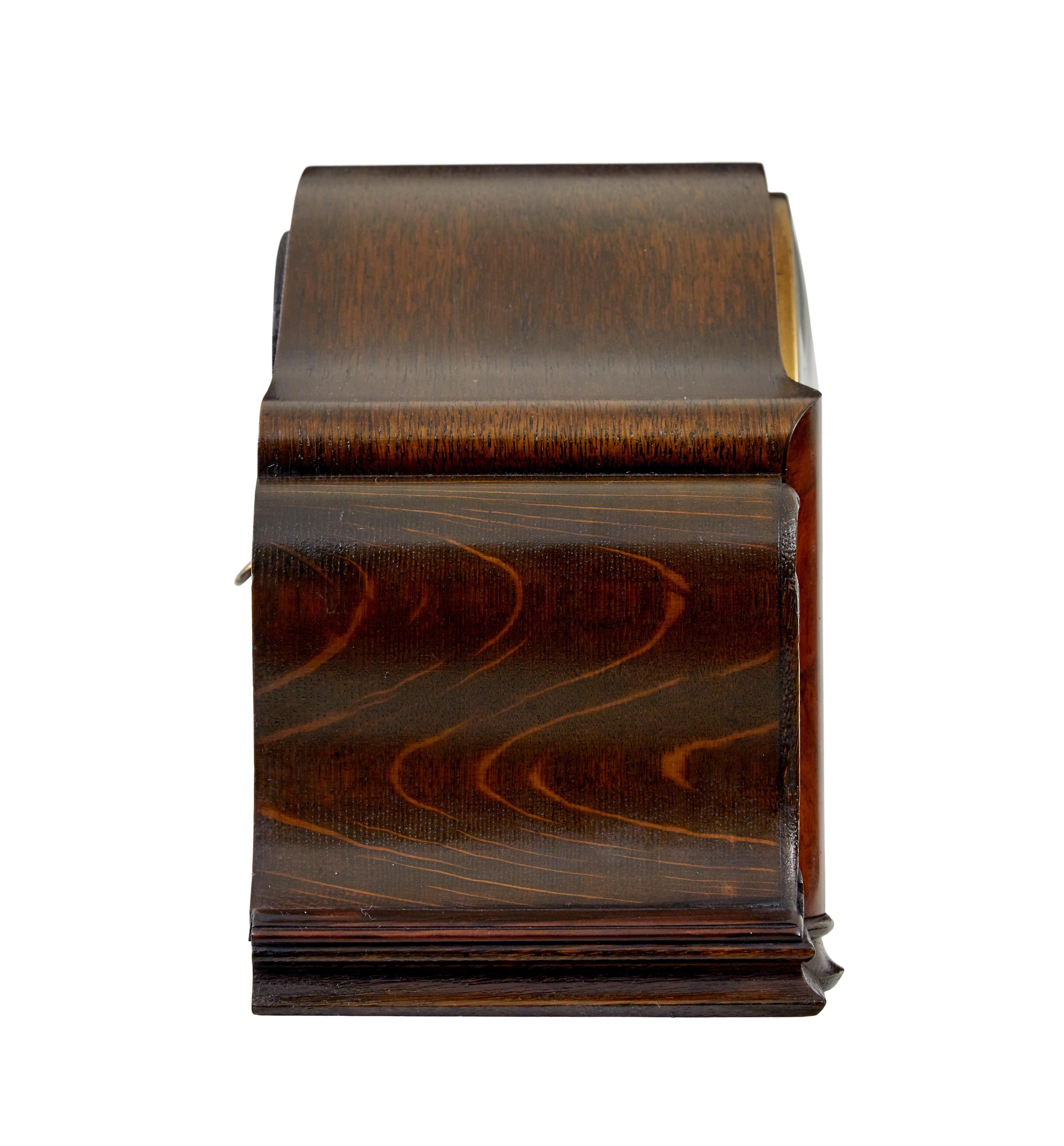 Hand-Carved Art deco Junghans walnut and oak mantel clock