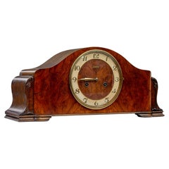 Retro Art deco Junghans walnut and oak mantel clock