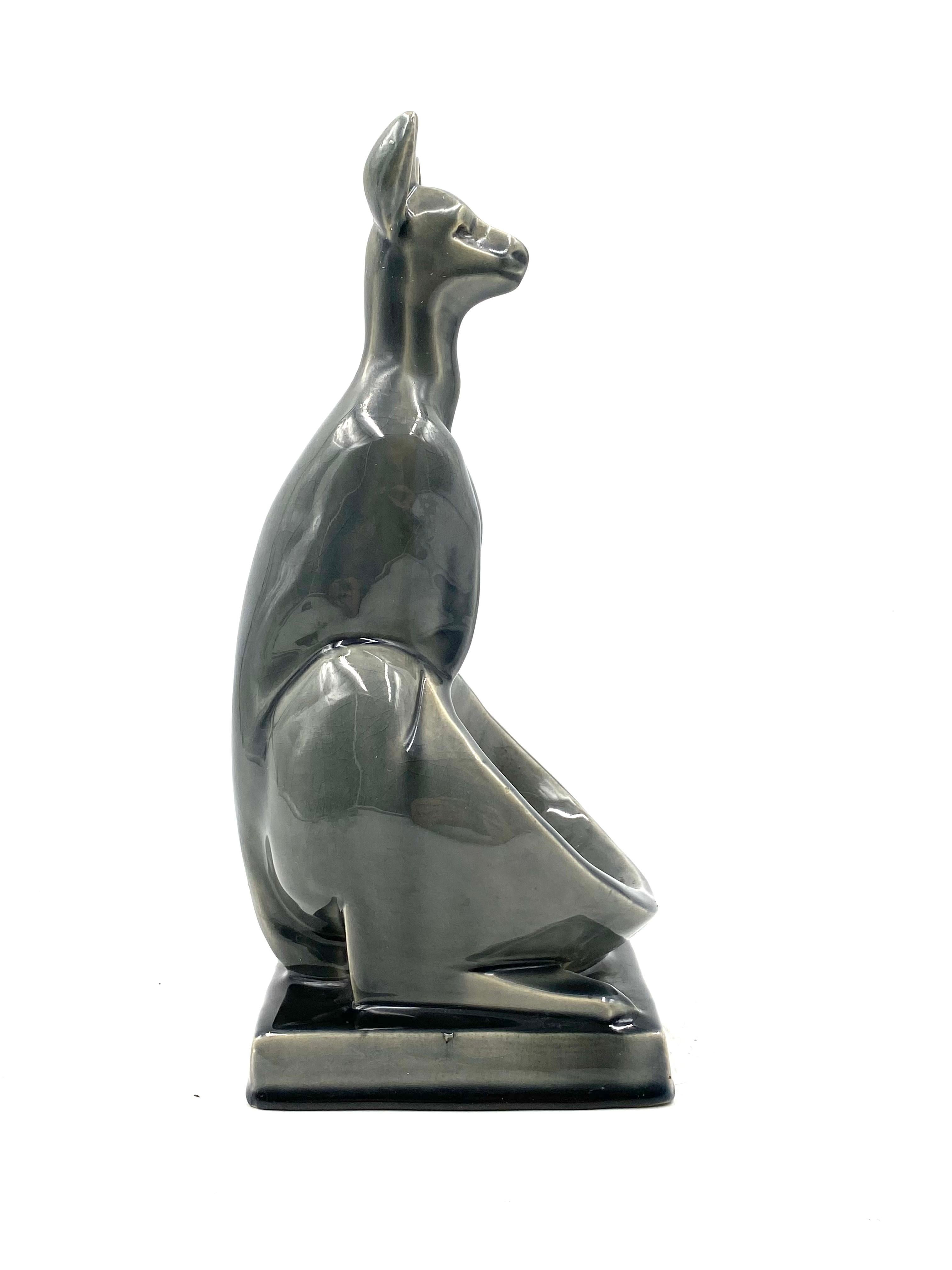 Art Deco Kangaroo ceramic vide poche, Aladin France 1940s For Sale 6
