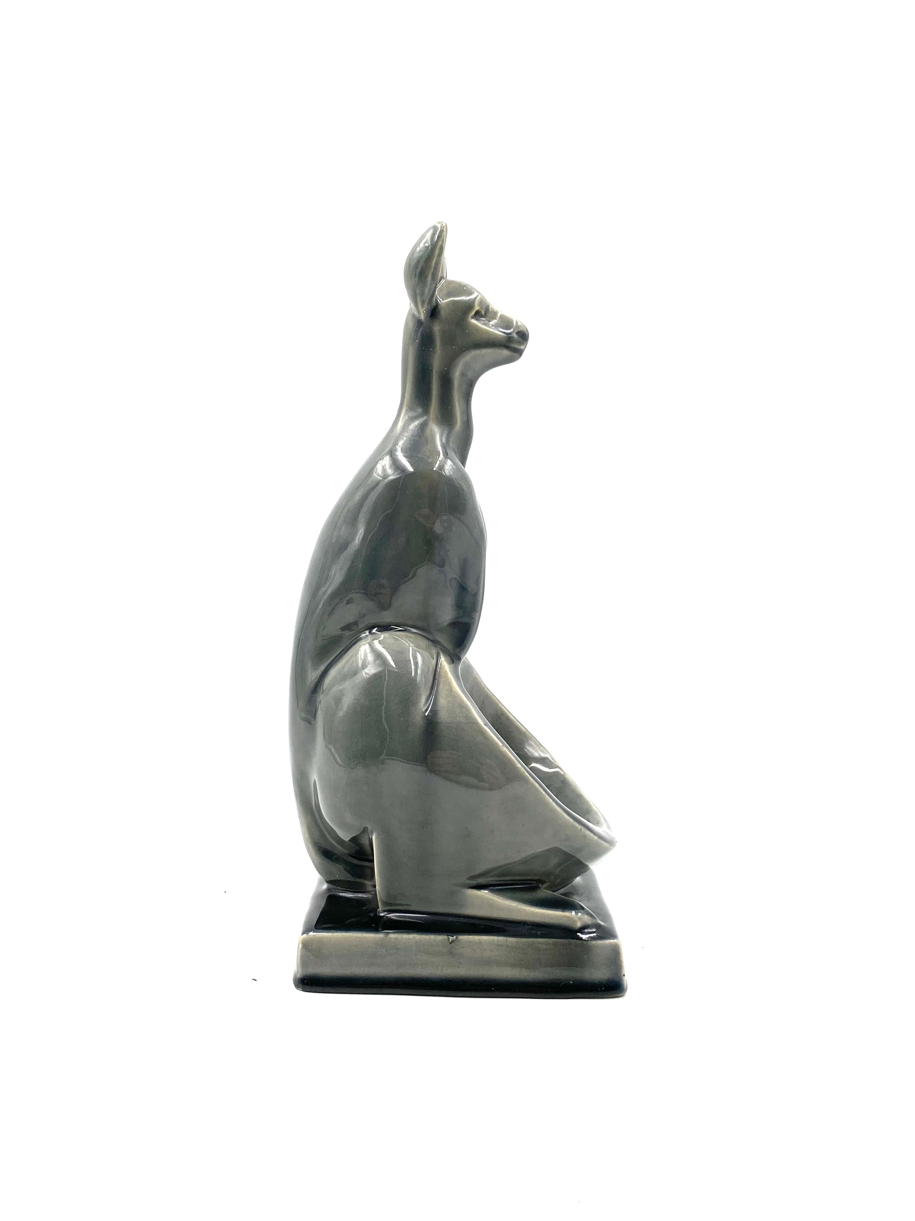 Art Deco Kangaroo ceramic vide poche, Aladin France 1940s For Sale 7