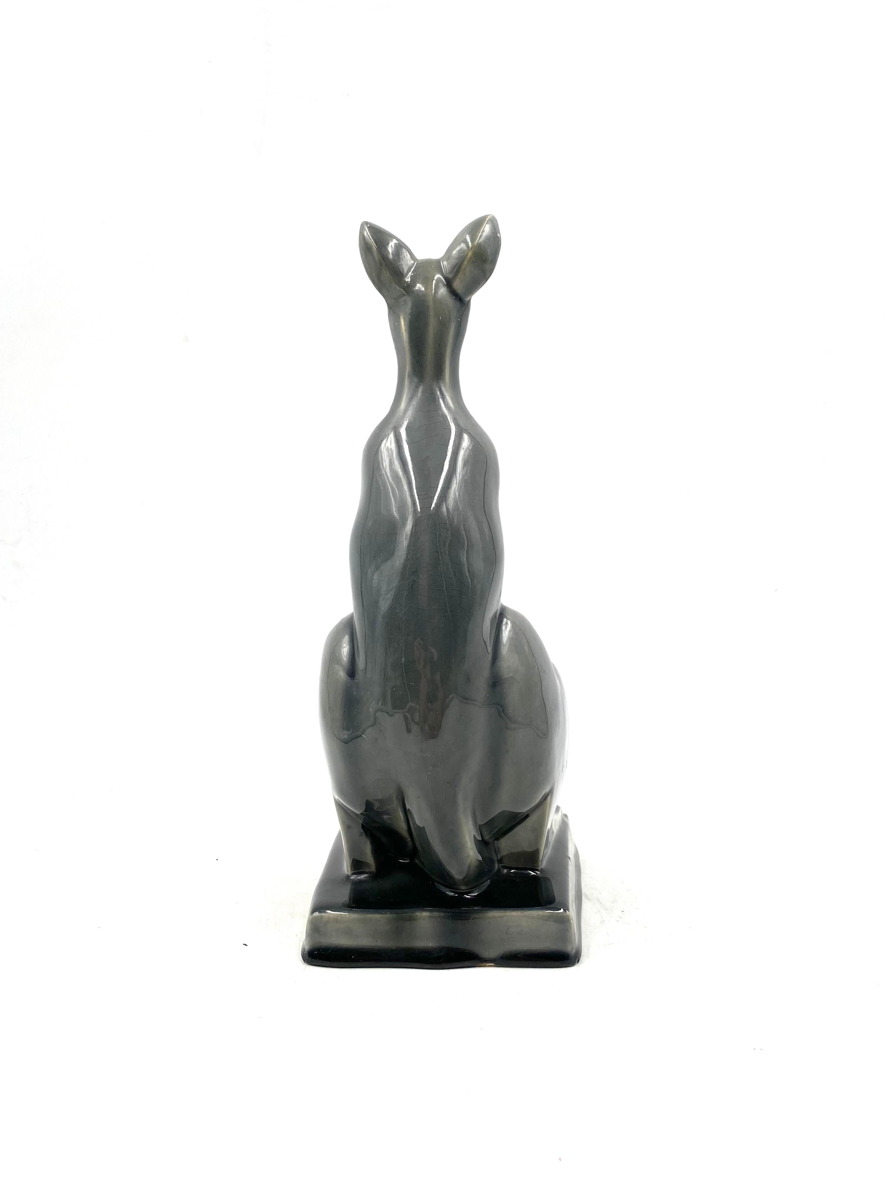 Art Deco Kangaroo ceramic vide poche, Aladin France 1940s For Sale 9