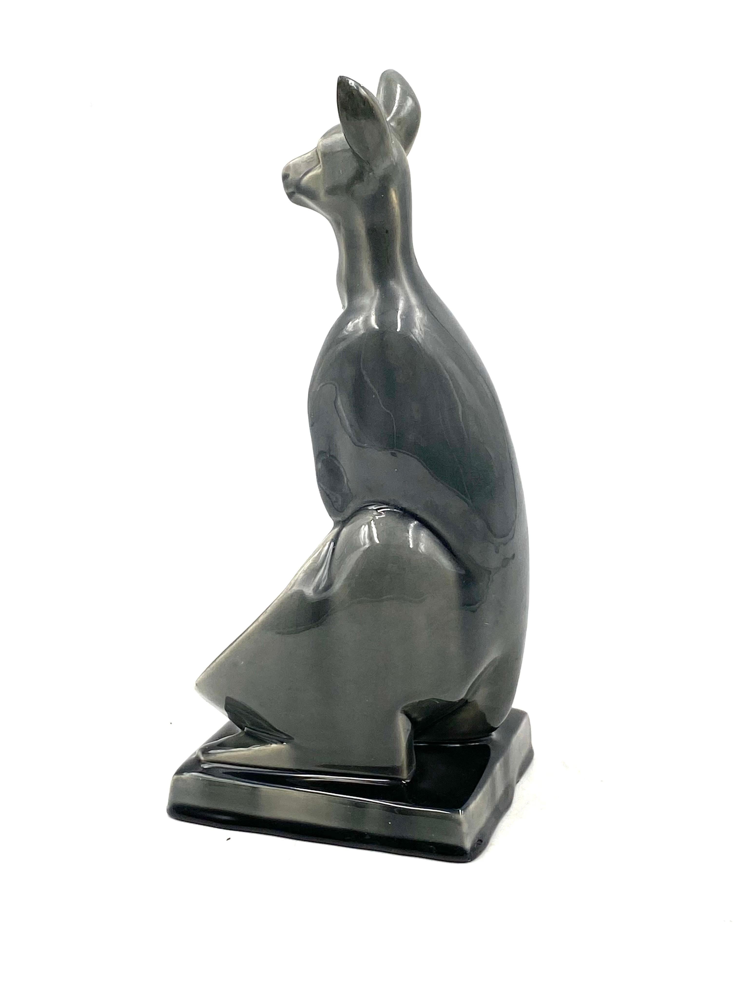 Art Deco Kangaroo ceramic vide poche, Aladin France 1940s For Sale 12