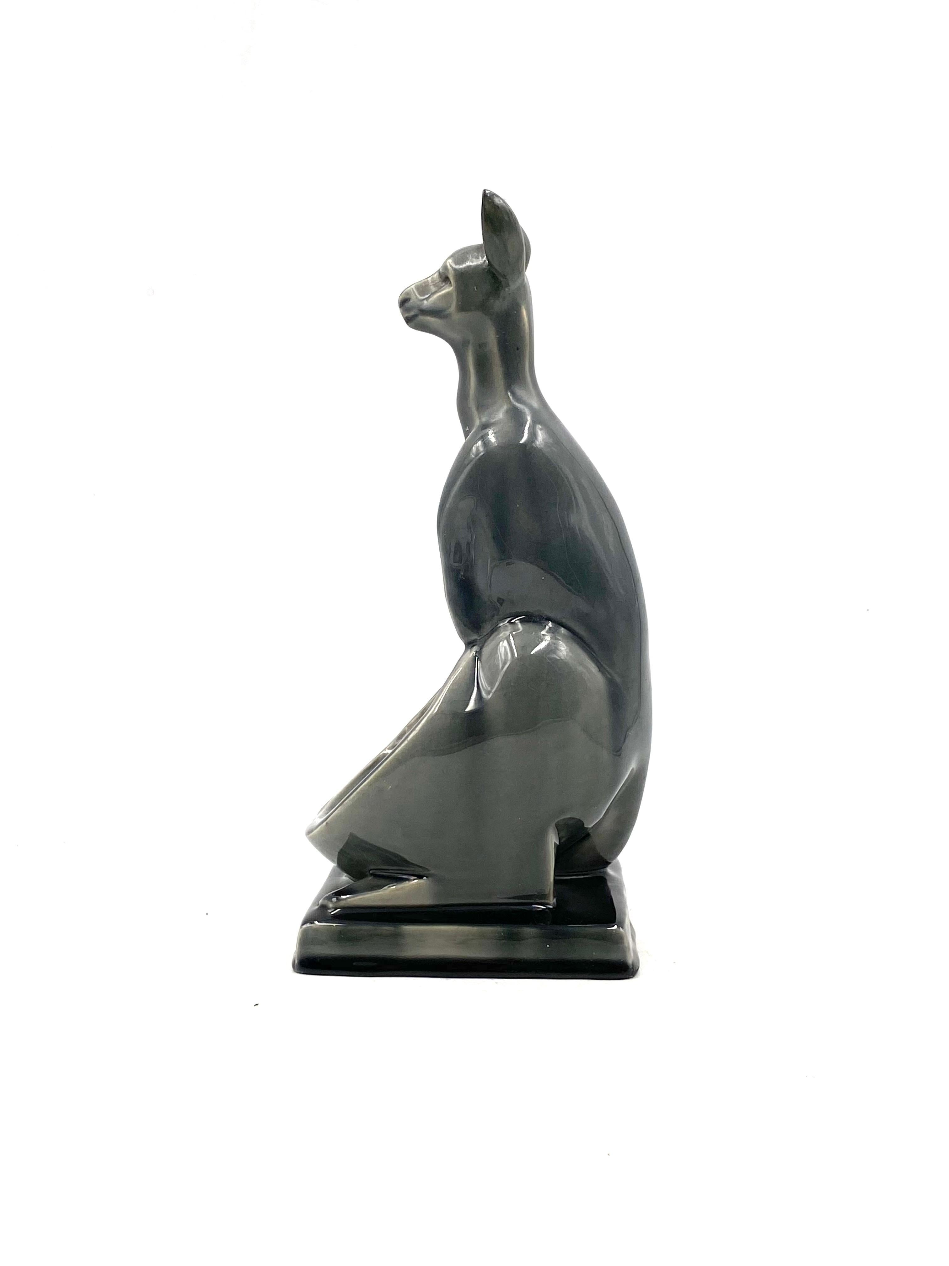 Art Deco Kangaroo ceramic vide poche, Aladin France 1940s For Sale 13