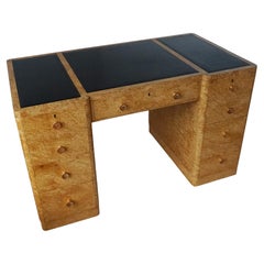 Bureau Art Déco Karelien à piédestal en bouleau