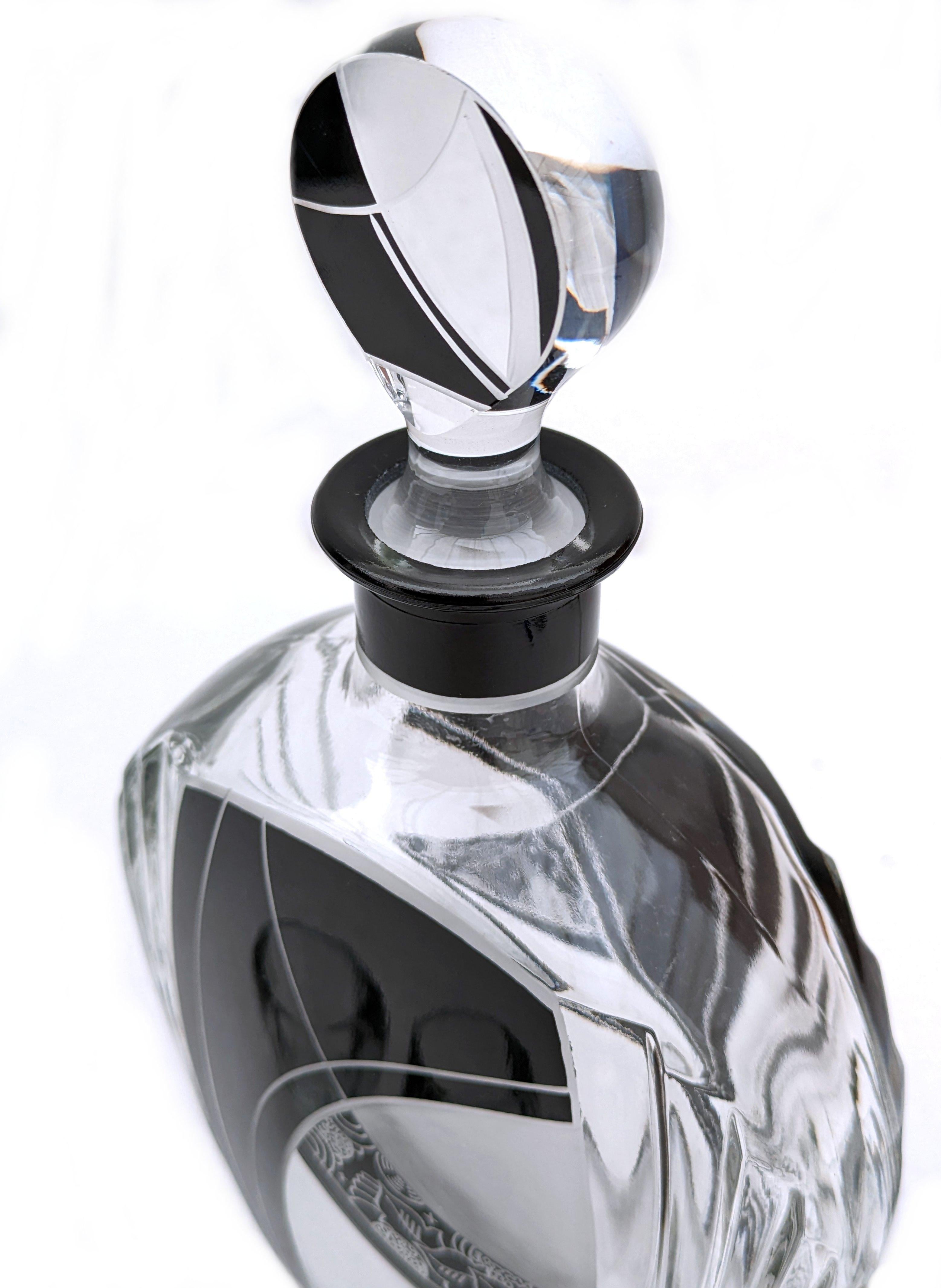 Art Deco Karl Palda Glass Decanter Set with 6 Matching Glasses, circa 1930 For Sale 3