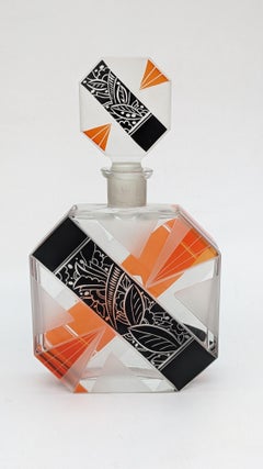 Art Deco Karl Palda Glass Decanter Set with 6 Matching Glasses, circa 1930