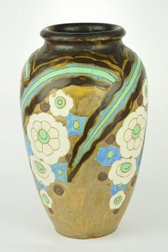 Art Deco Keramis Boch Abstract Flowers Vase