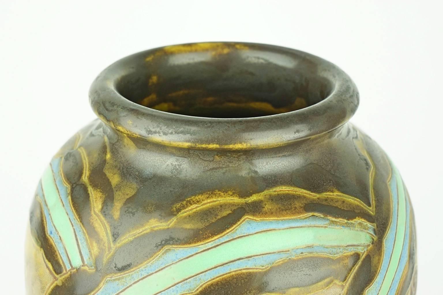 Art Deco Keramis Boch Abstract Flowers Vase For Sale 2