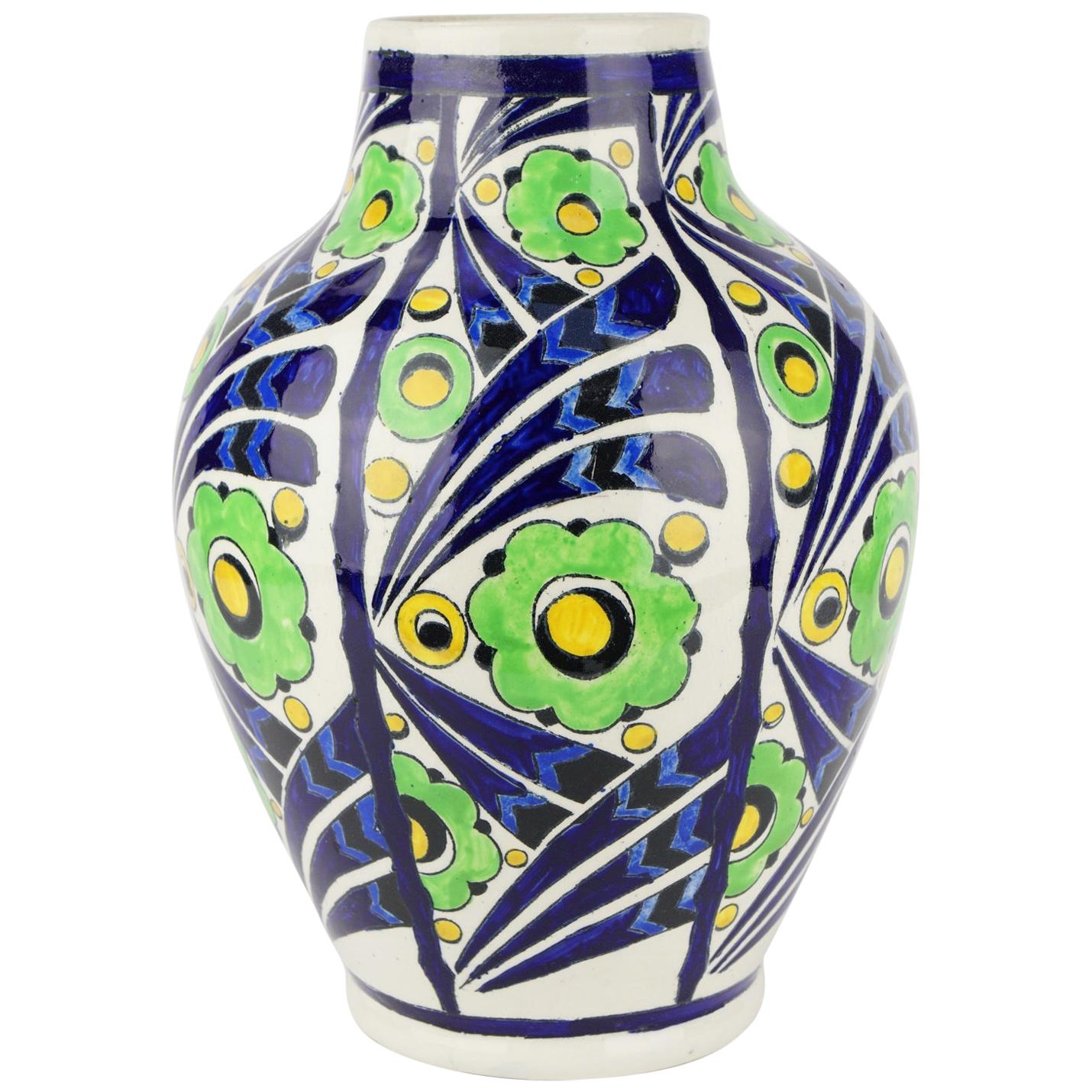 Art Deco Keramis Boch Jazzy Vase For Sale