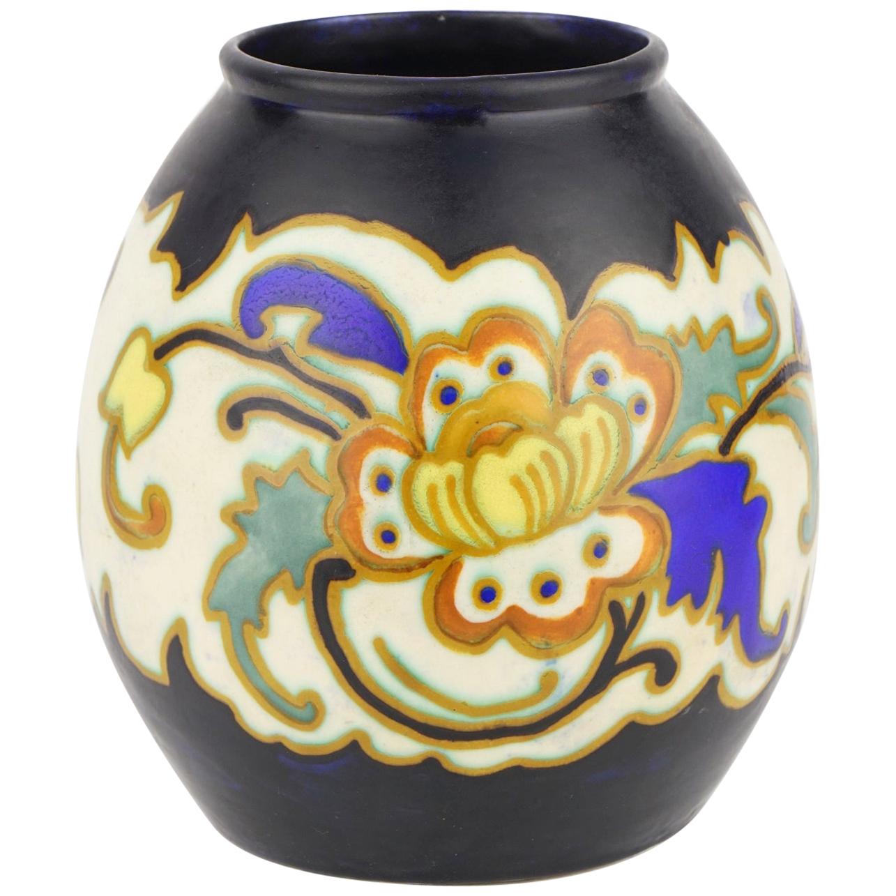 Art Deco Keramis Boch Matt Enameled Vase For Sale