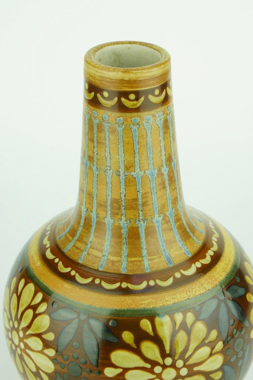 Early 20th Century Art Deco Keramis Boch Orange Vase For Sale