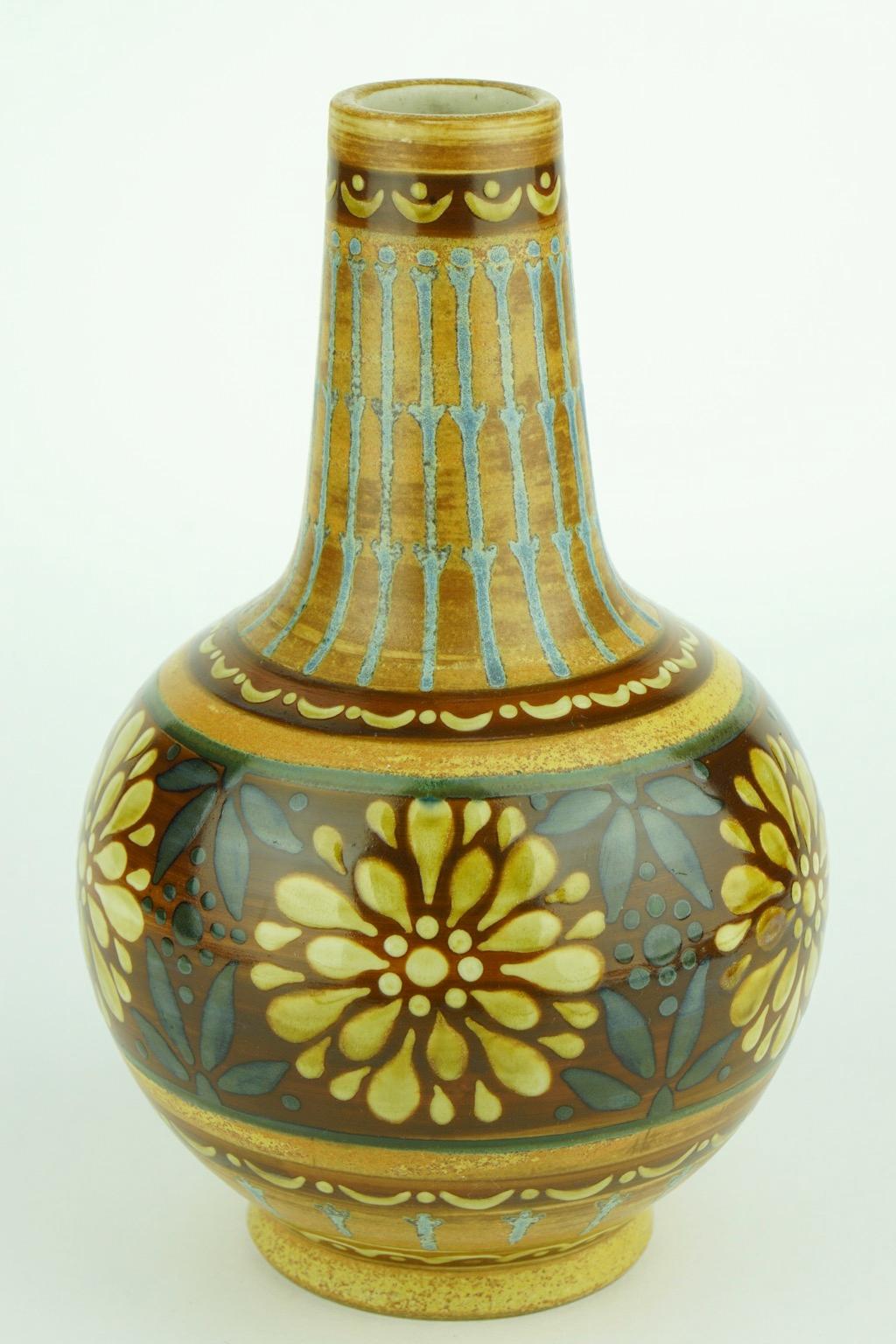 Stoneware Art Deco Keramis Boch Orange Vase For Sale