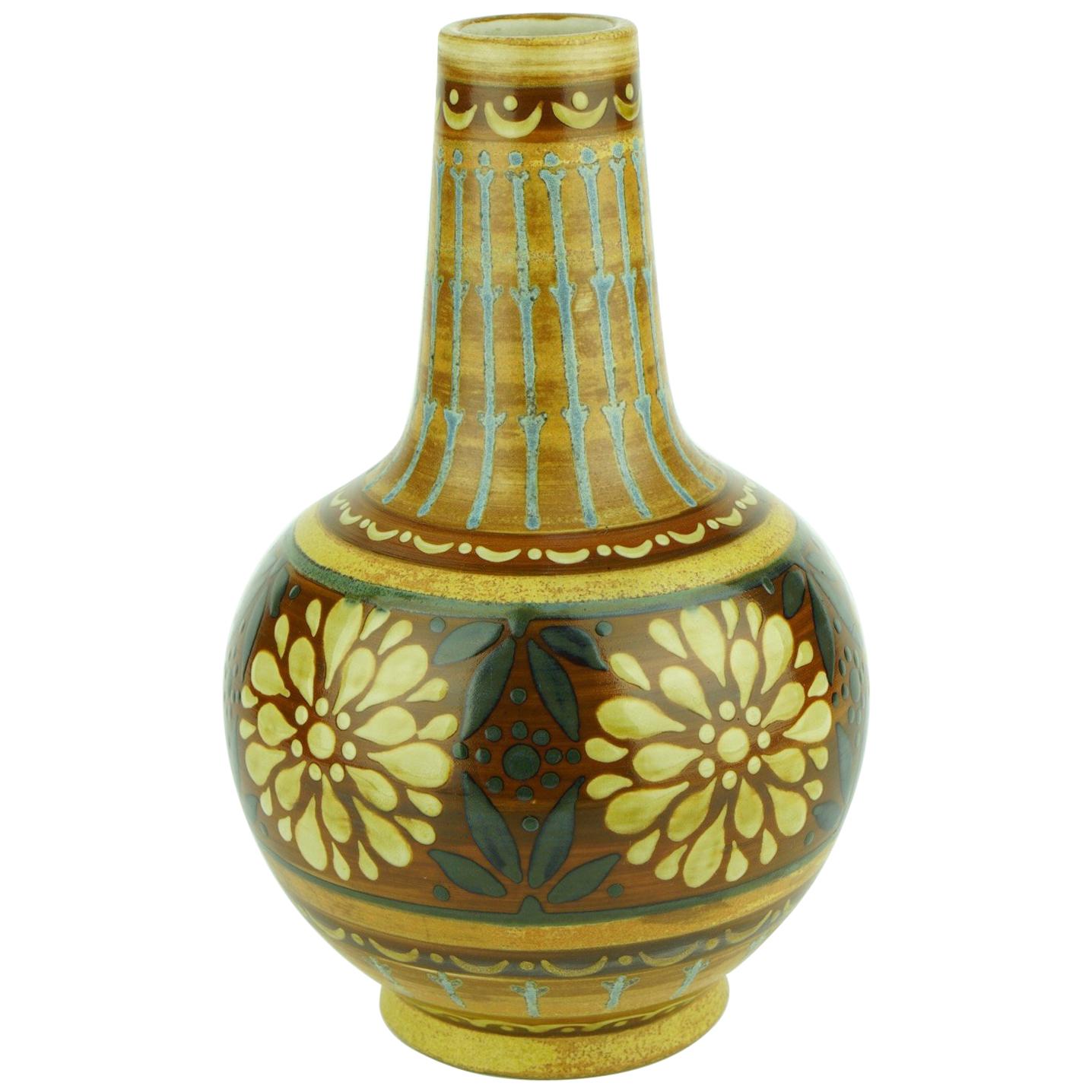 Art Deco Keramis Boch Orange Vase For Sale