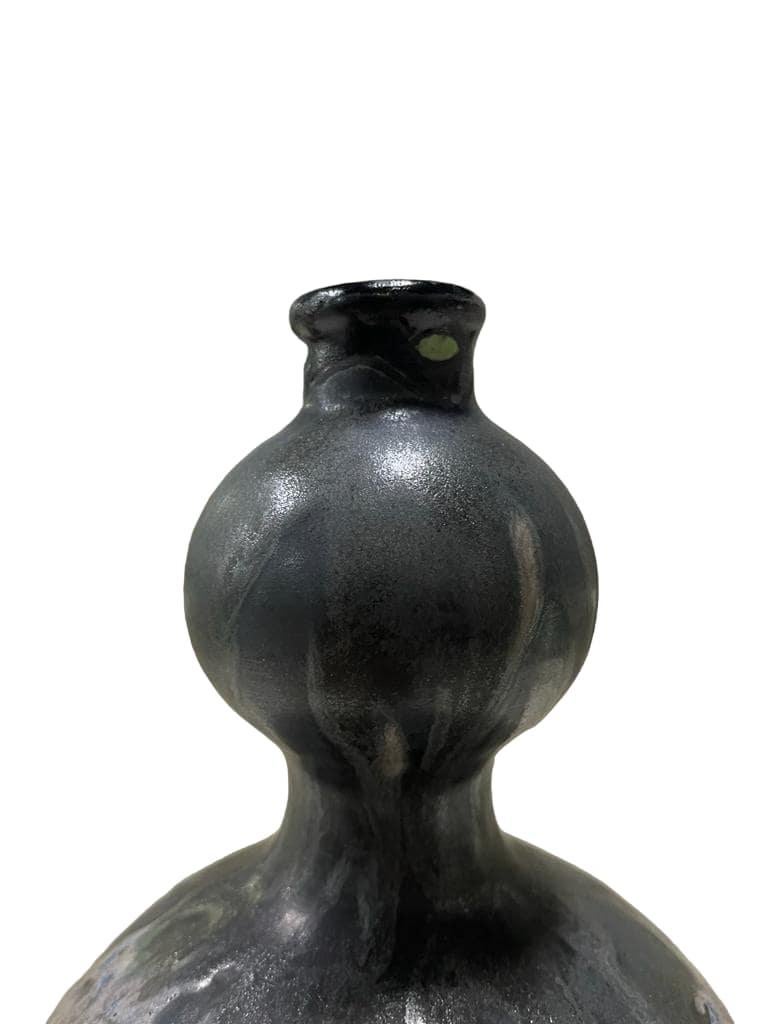 ART DECO Keramis BOCH Steingut Blaue Gres Vase D700 F904 (Art déco) im Angebot