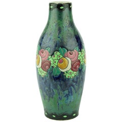 Art Deco Keramis Boch Stoneware Green and Blue Vase D700 F897