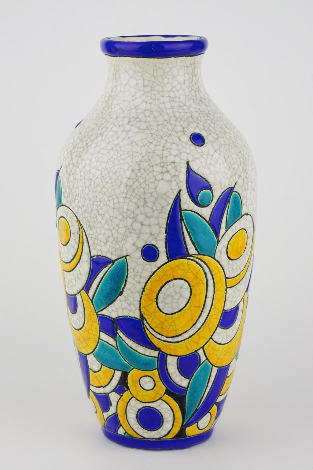 Belgian Art Deco Keramis Boch Vase D1175 F806 For Sale