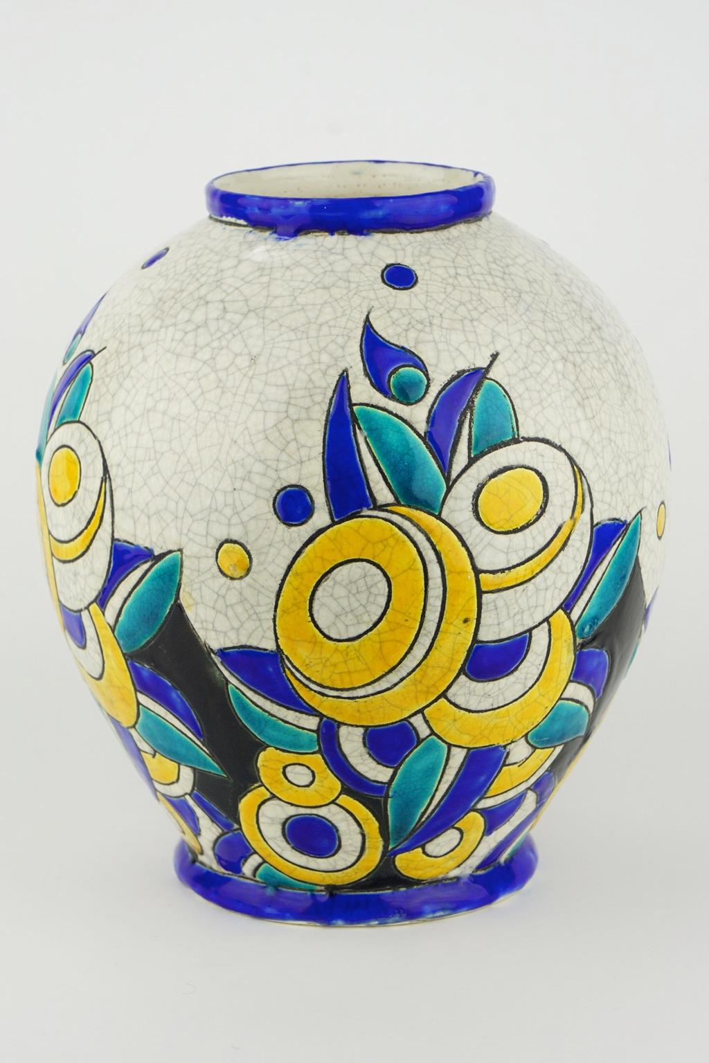 Belgian Art Deco Keramis Boch Vase D1175 F894 For Sale