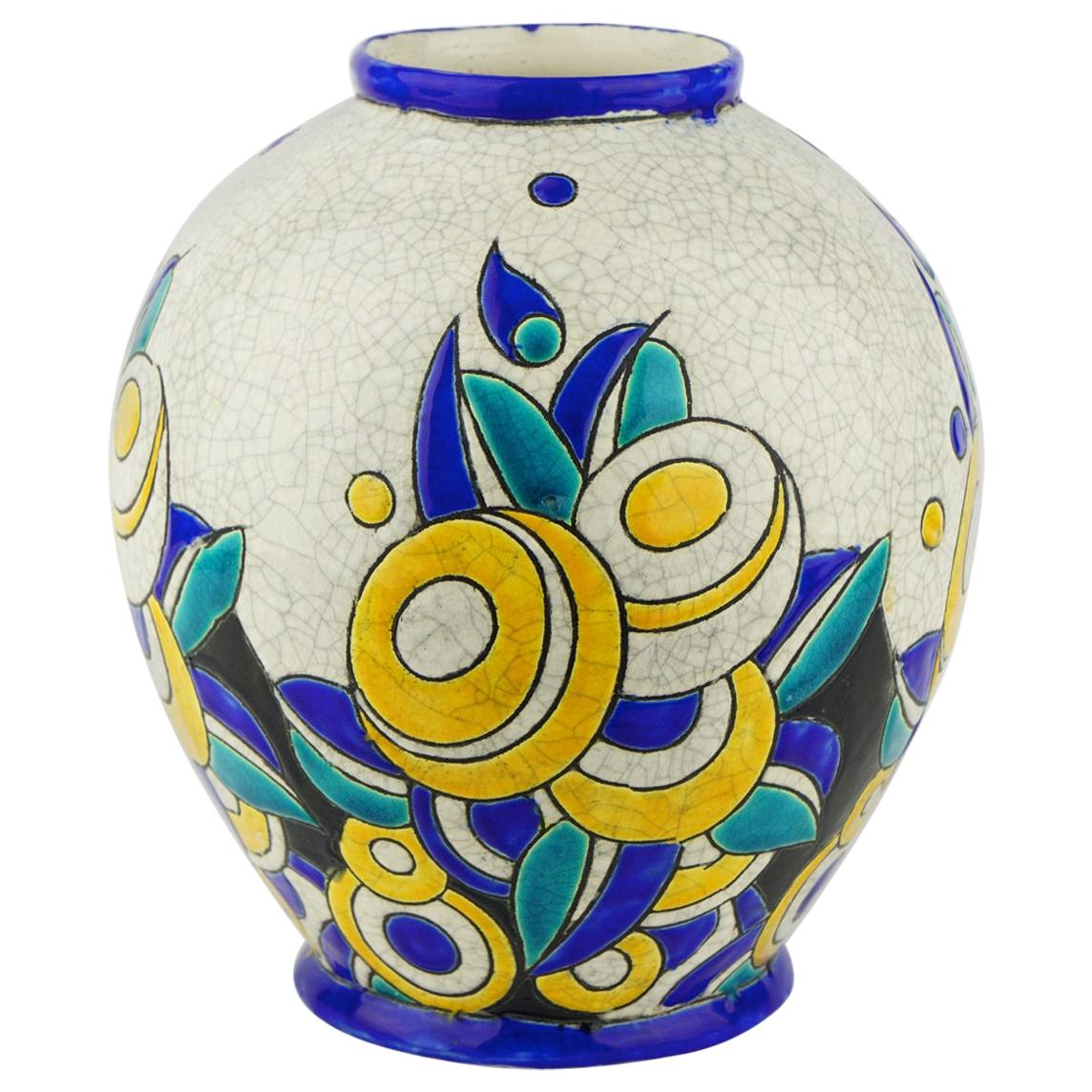 Art Deco Keramis Boch Vase D1175 F894 For Sale