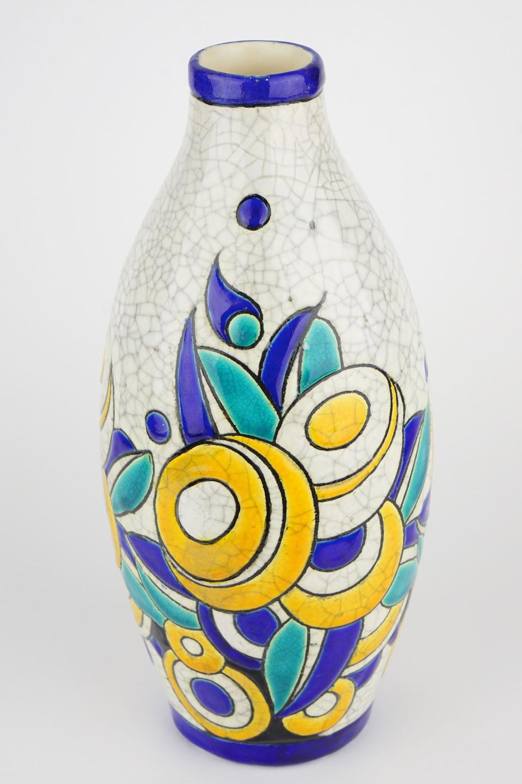 Belgian Art Deco Keramis Boch Vase D1175 F897 For Sale