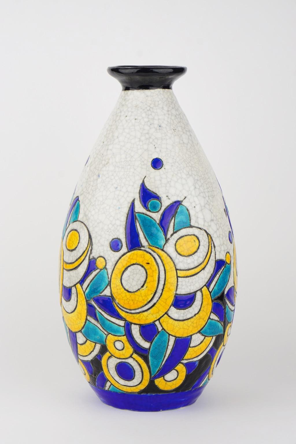 Belgian Art Deco Keramis Boch Vase D1175 F960 For Sale
