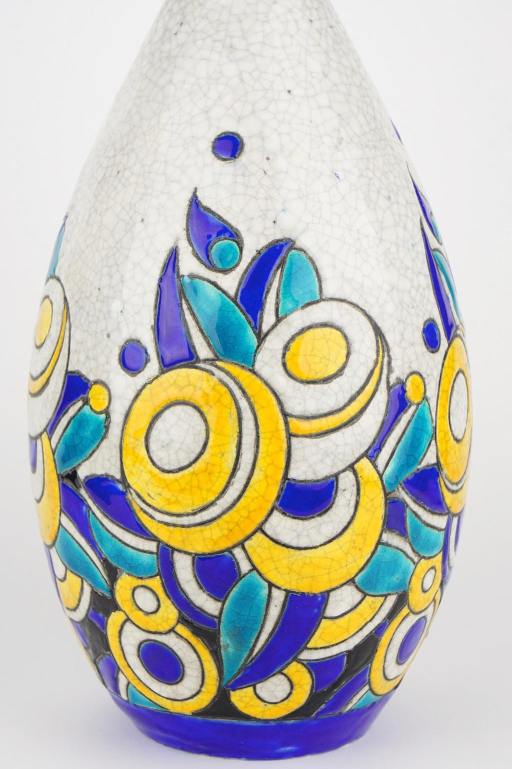 Art Deco Keramis Boch Vase D1175 F960 For Sale 1