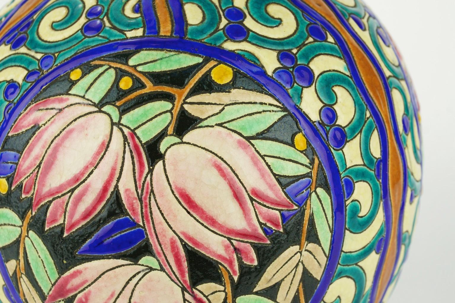 Belgian Art Deco Keramis Boch Vase For Sale
