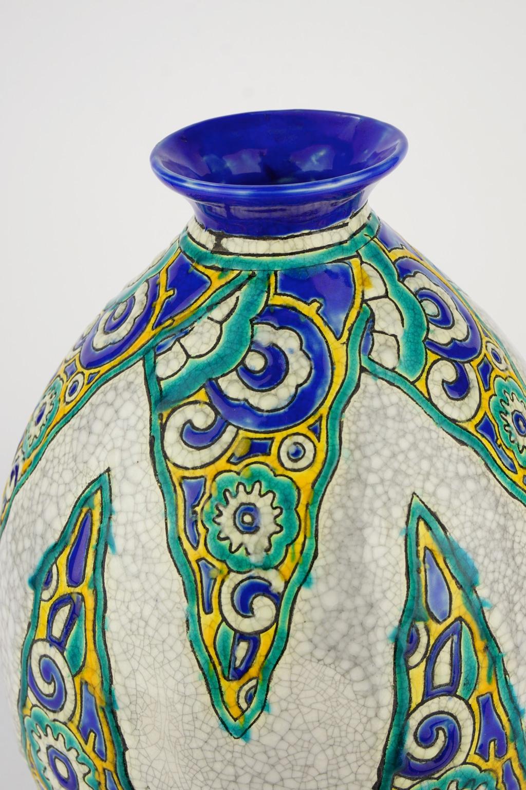 Belgian Art Deco Keramis Boch Vase D1101 For Sale