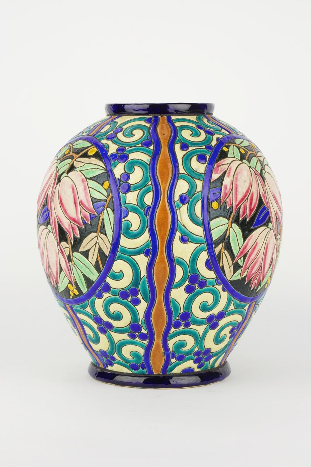 Mid-20th Century Art Deco Keramis Boch Vase For Sale