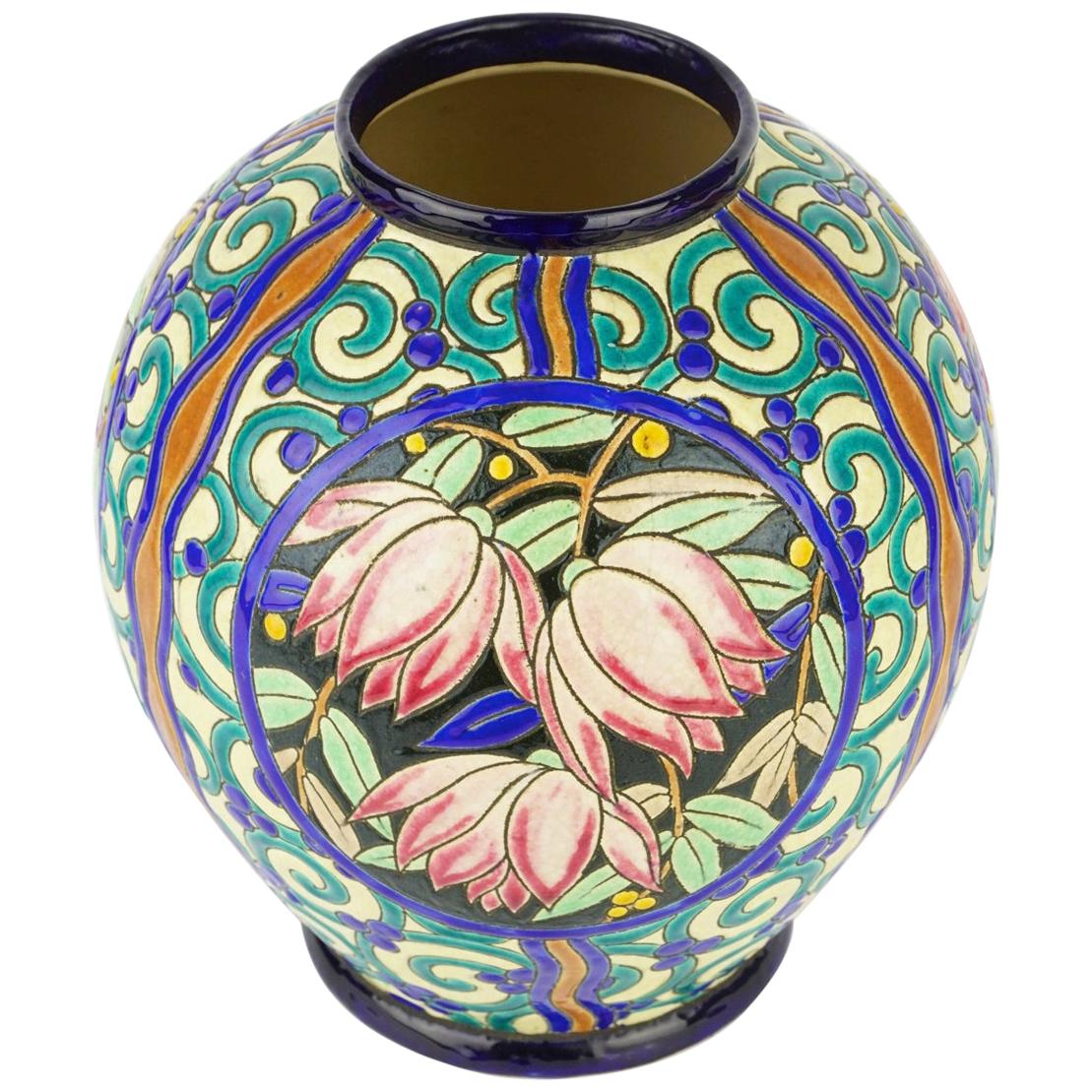 Art Deco Keramis Boch Vase For Sale
