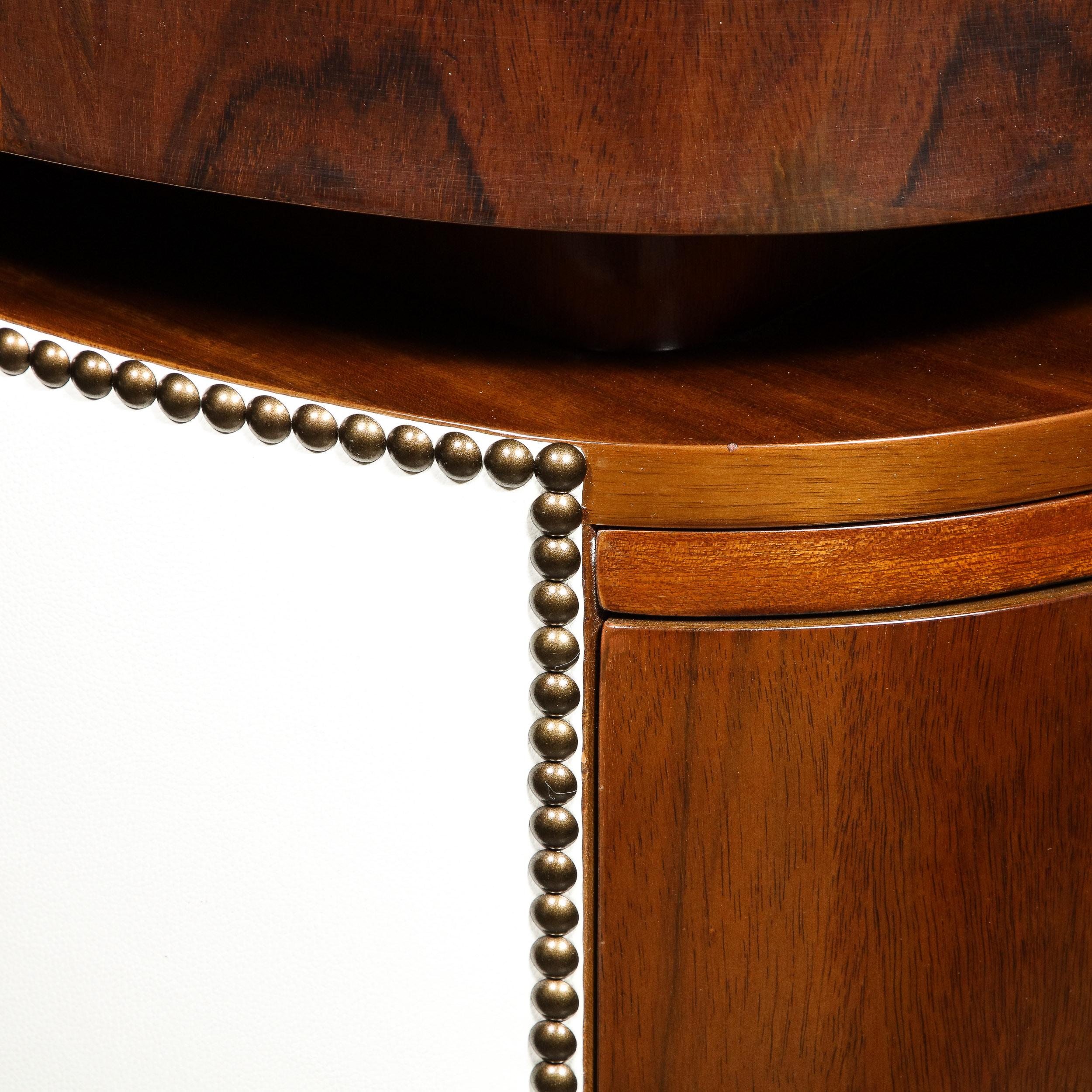 Art Deco Kidney Paldao Wood w/ Leather Brass Studded Base Desk by Gilbert Rhode 13