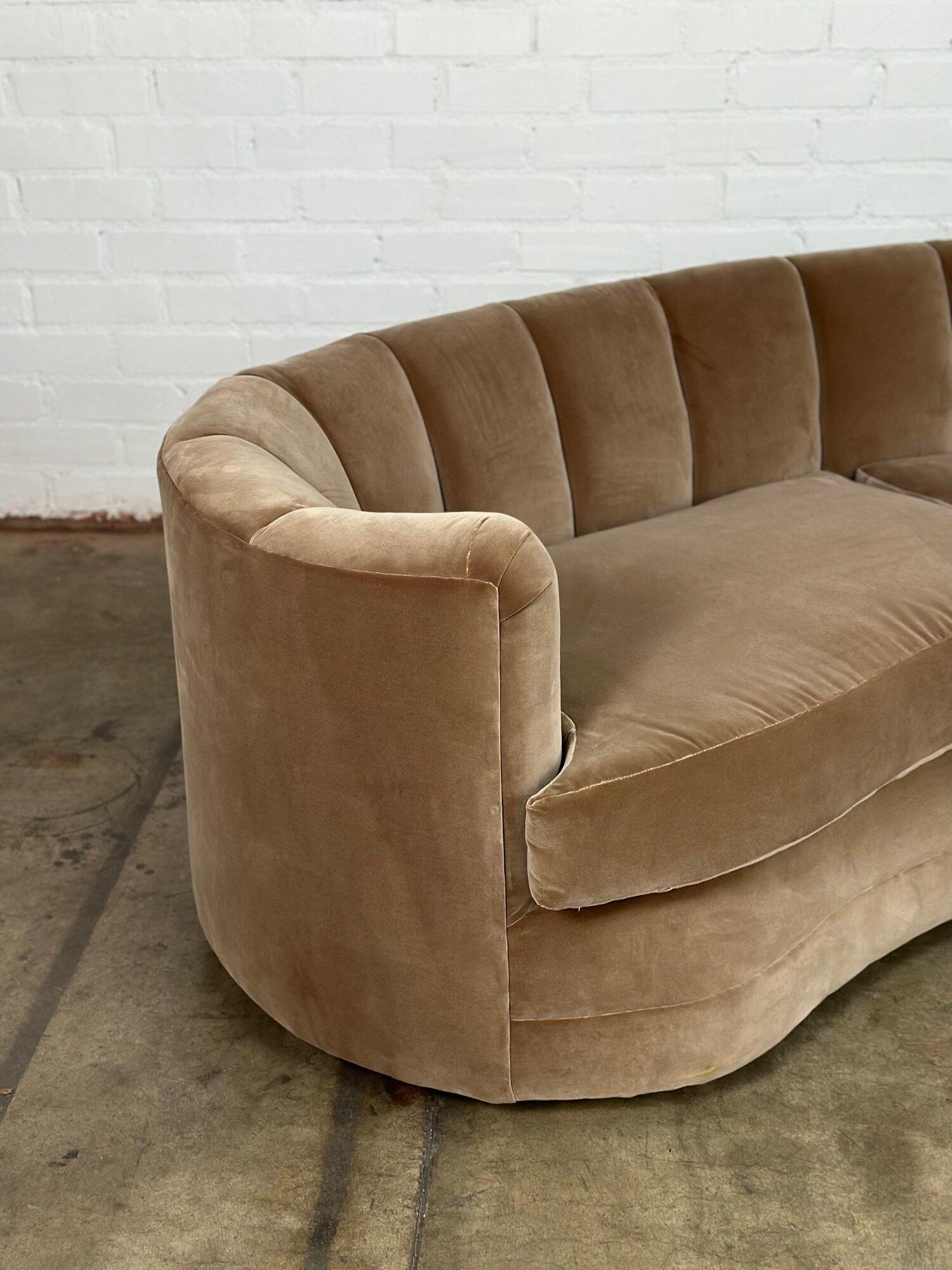 American Art Deco Kidney Sofa with Channel Back
