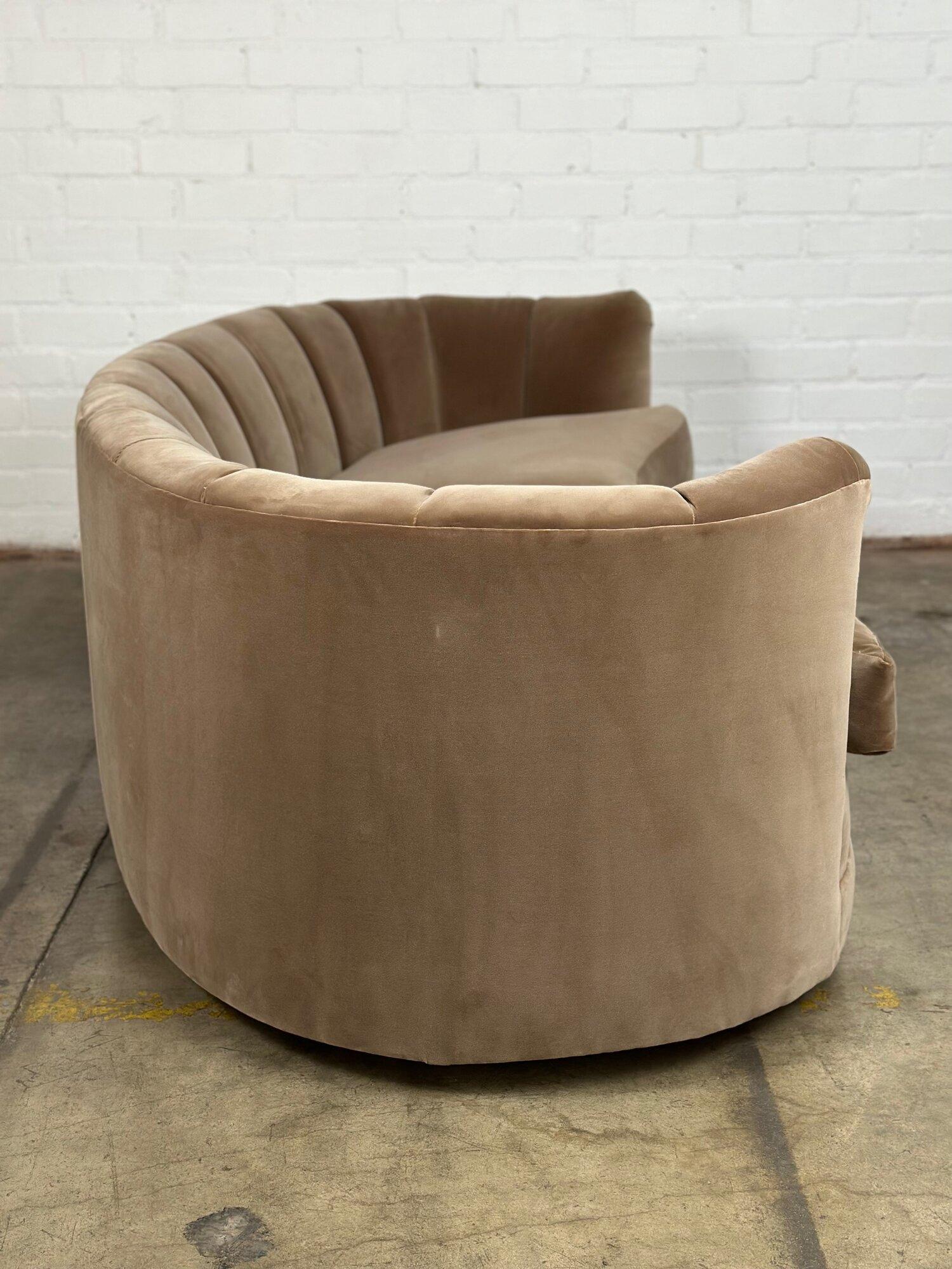 20th Century Art Deco Kidney Sofa with Channel Back