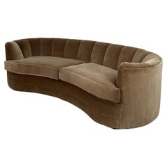 Vintage Art Deco Kidney Sofa with Channel Back