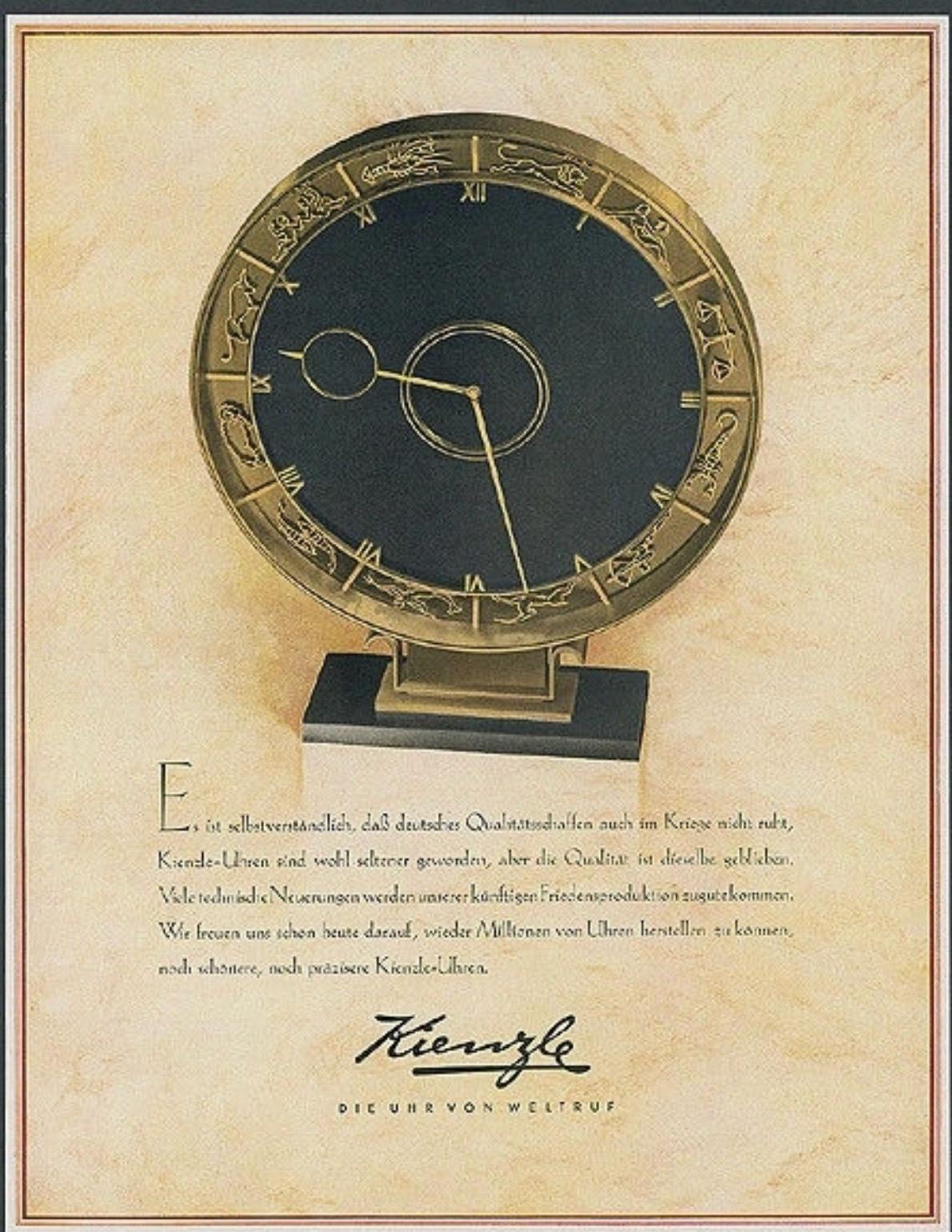 Mid-20th Century Art Deco Kienzly Zodiac Mantel Mystery Clock, circa 1935, Heinrich Möller