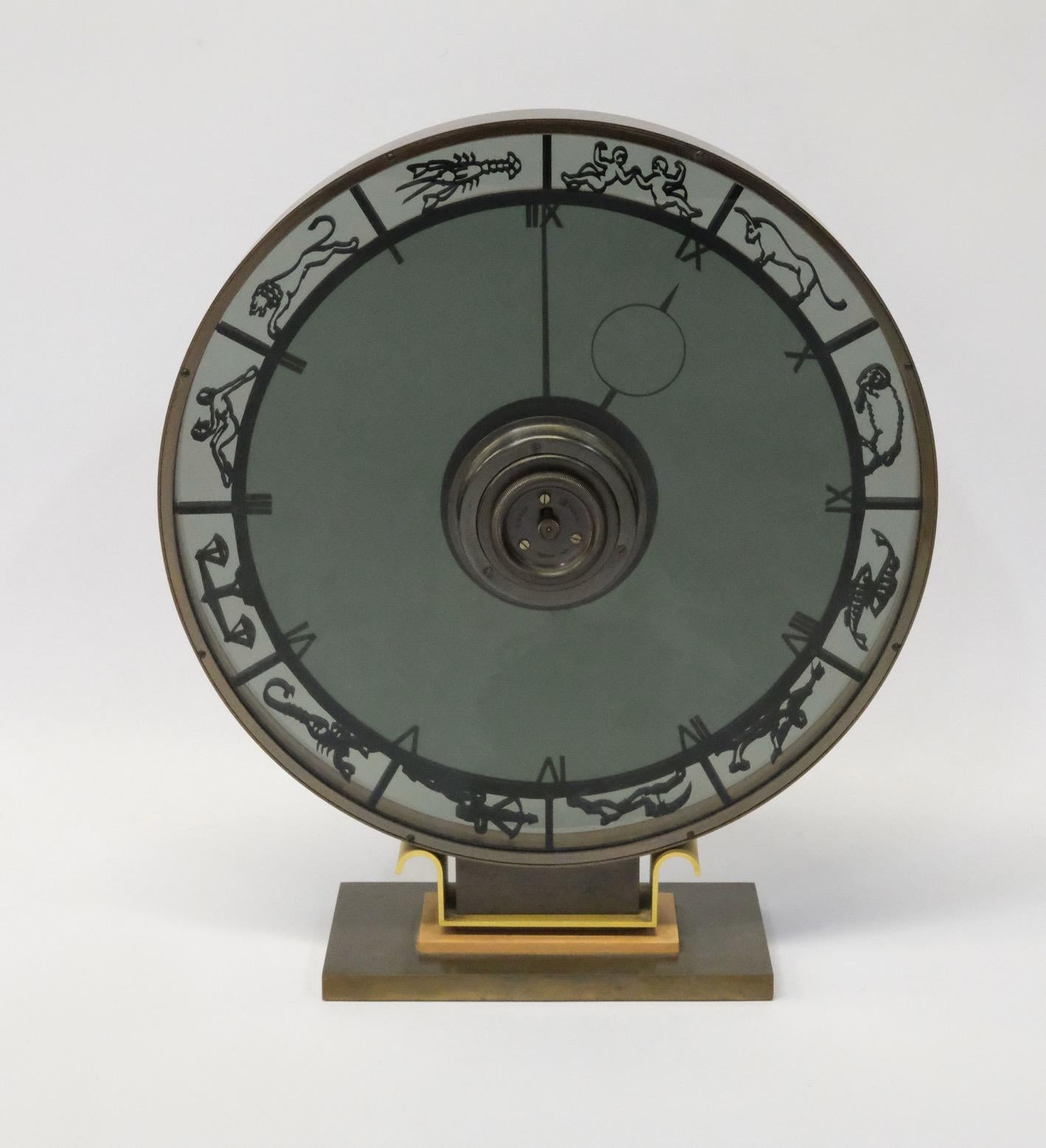 Art Deco Kienzly Zodiac Mantel Mystery Clock, um 1935, Heinrich Möller (Art déco) im Angebot