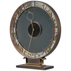 Vintage Art Deco Kienzly Zodiac Mantel Mystery Clock, circa 1935, Heinrich Möller